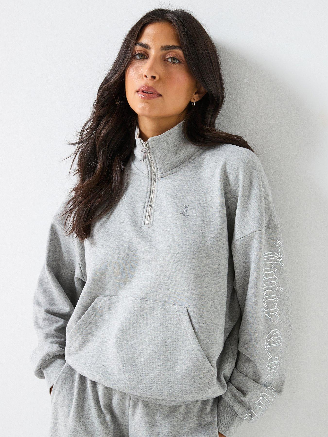 Juicy Couture Castella Fleece Diamante Oversized Sweater - Grey