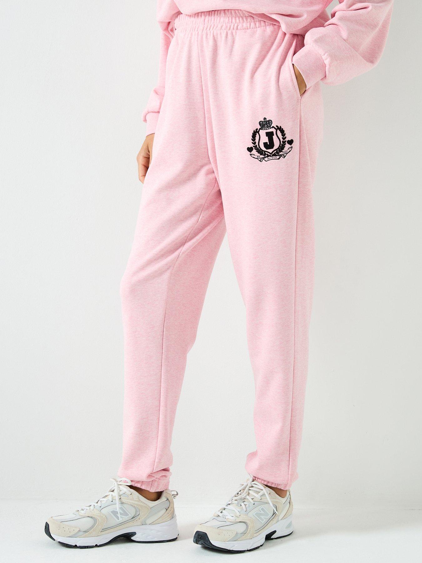 Juicy Couture Vista Crest Cuffed Loopback Fleece Track Pants - Pink