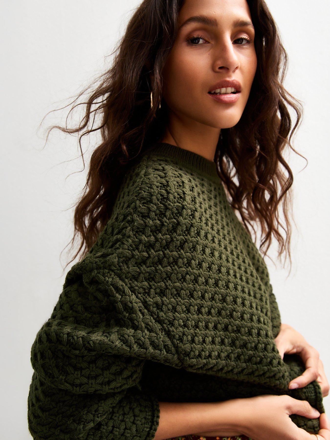 new-look-khaki-stitch-knit-jumper-greendetail