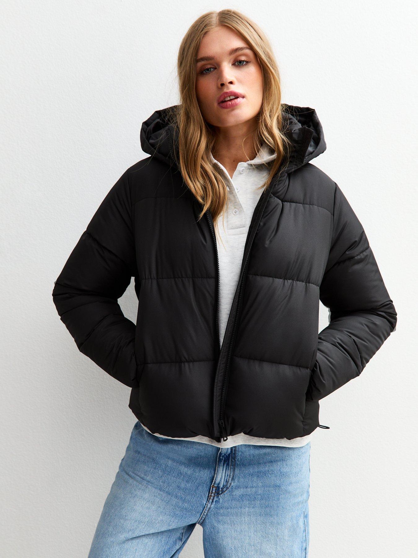 New Look Black Hooded Cropped Puffer Jacket - Black