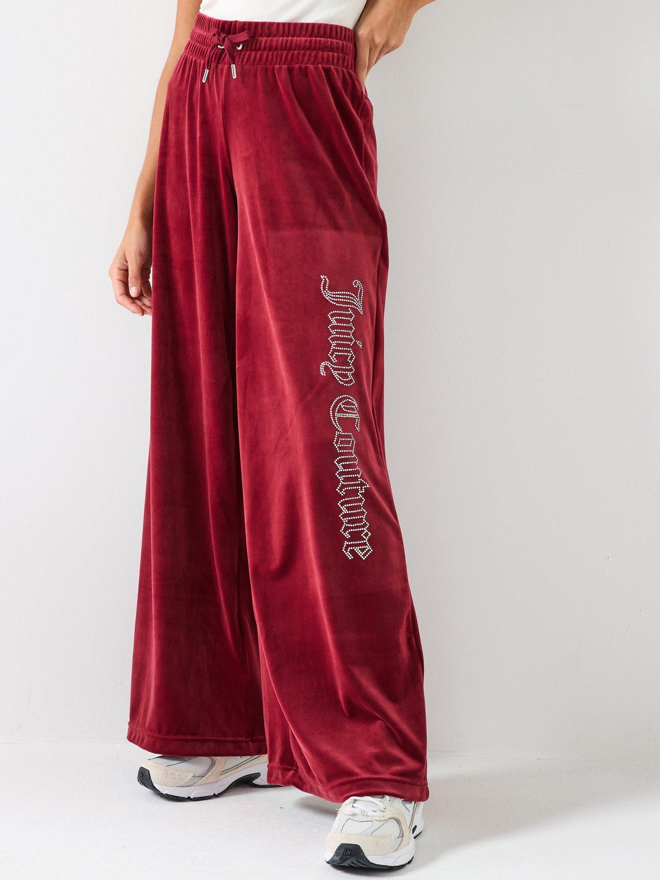 Juicy Couture Cheviot Wide Leg Joggers - Burgundy Red