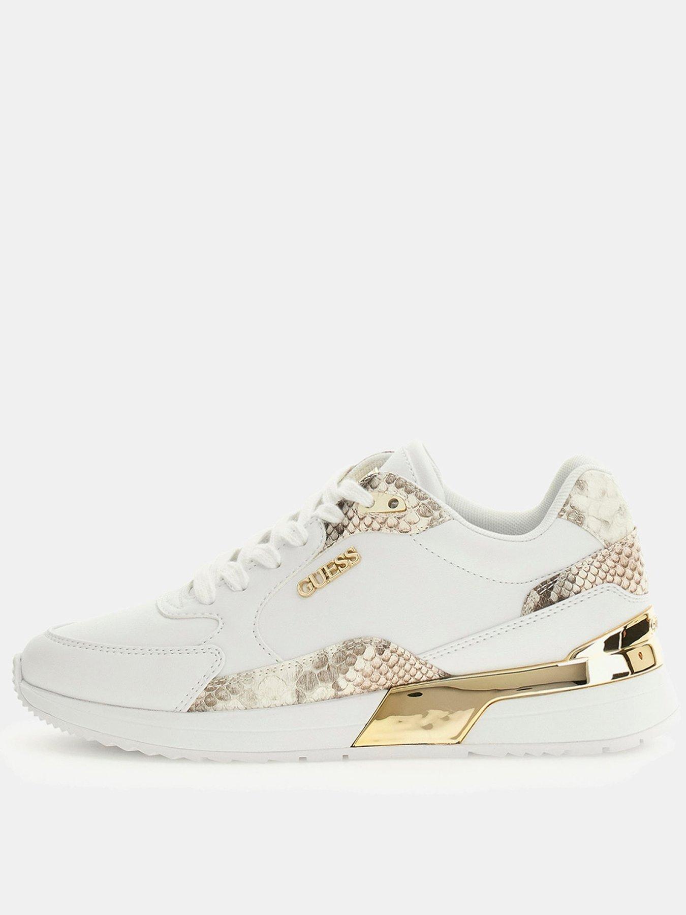Image 1 of 5 of Guess Moxea15 Snake Trim Sneaker - White