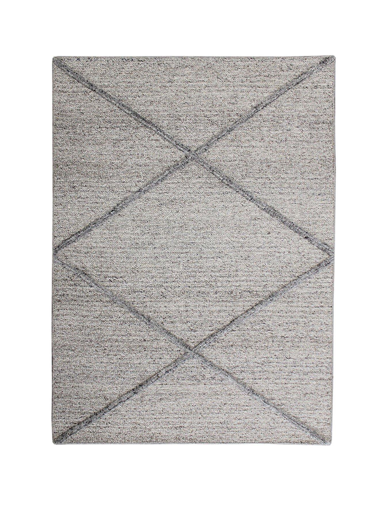 Image 2 of 5 of The Very Collection Stellar Diamond Wool Rug - Grey
