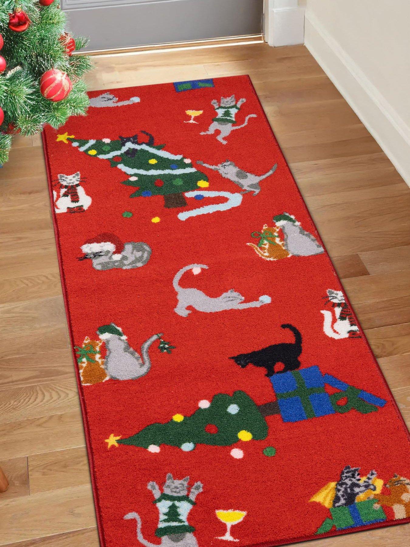 Very Home Christmas Cats Runner - Red