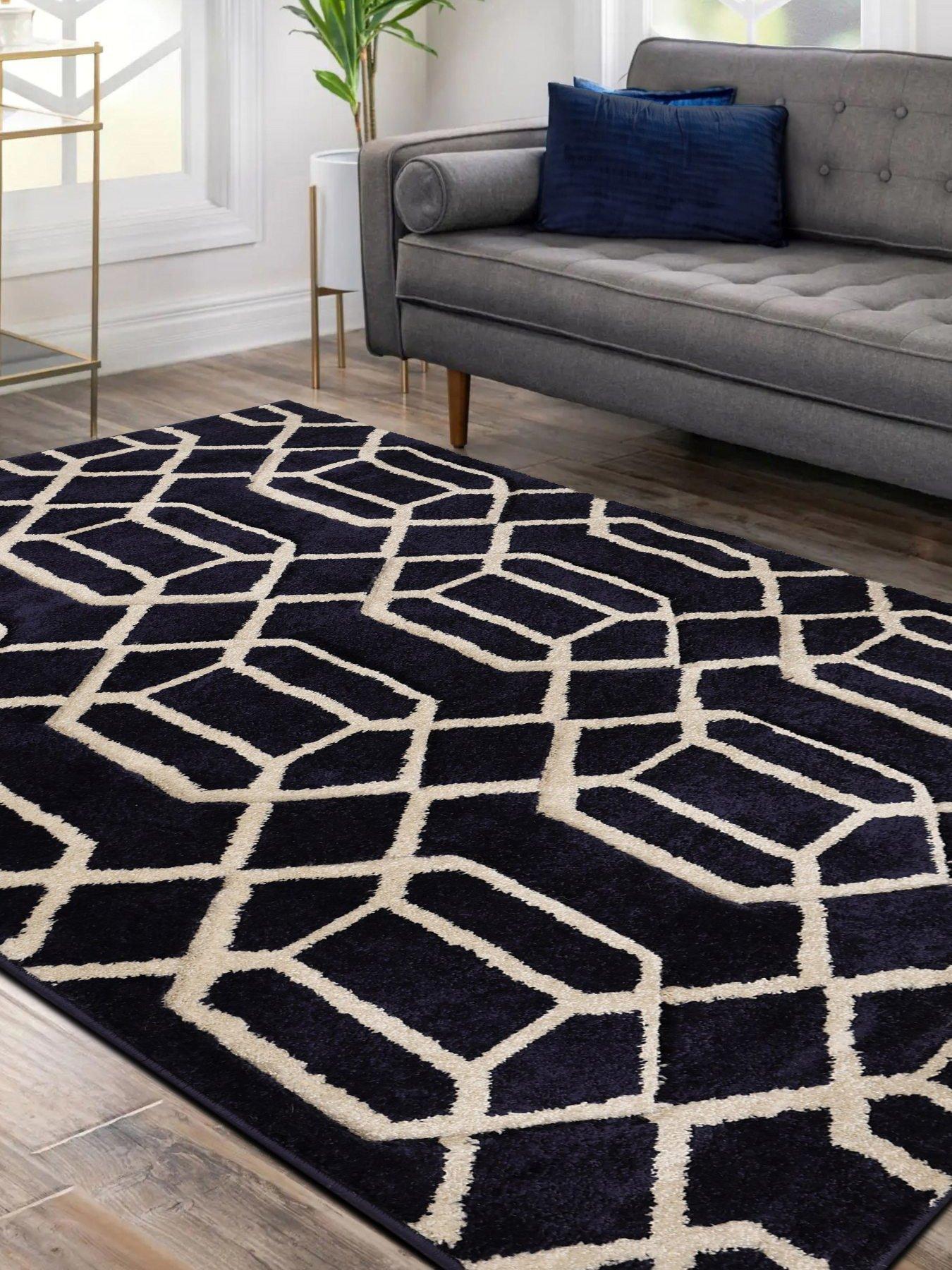Image 1 of 3 of The Very Collection Newport Lattice Navy Rug