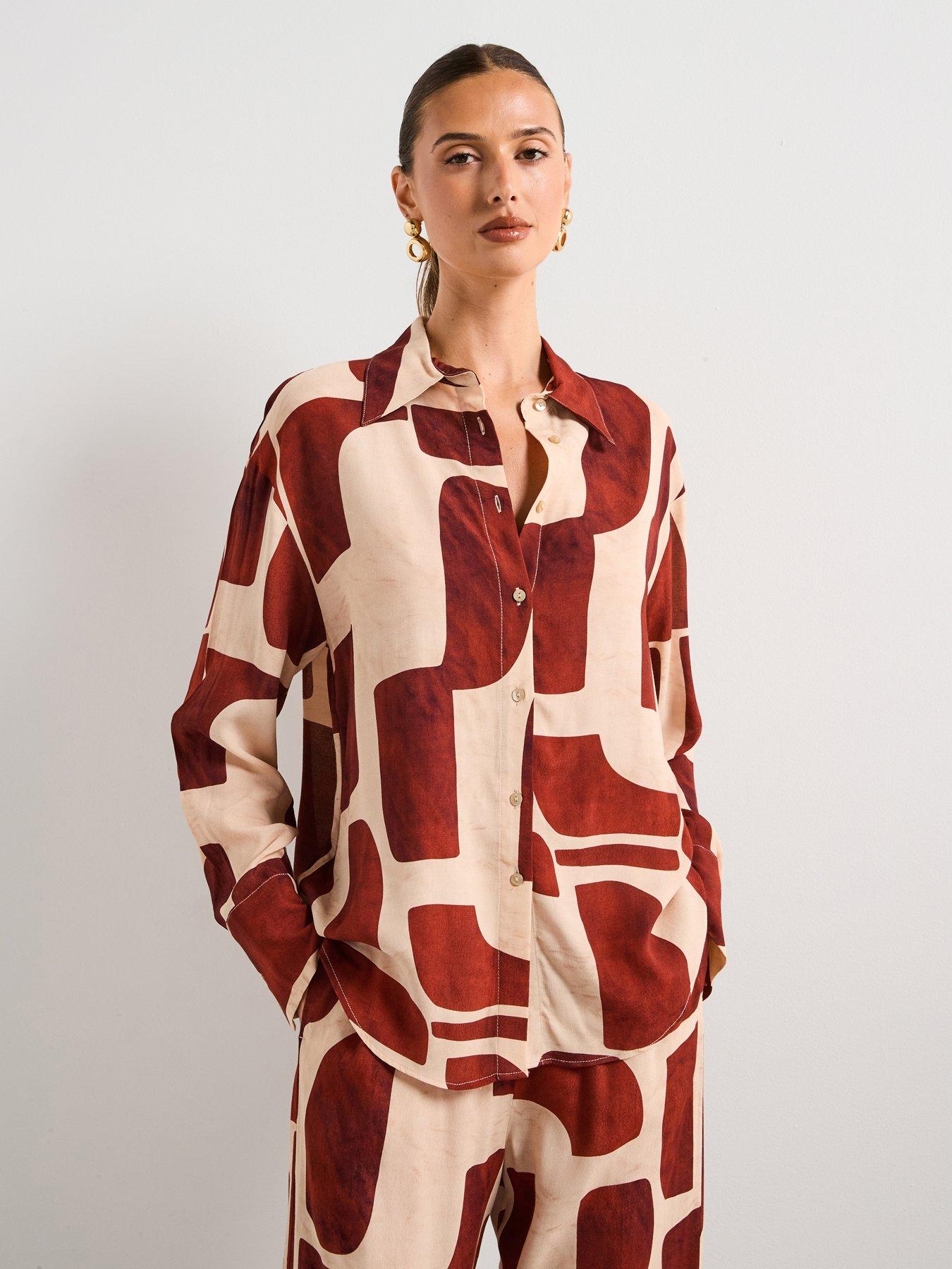 Mango Geometric Print Shirt - Cream