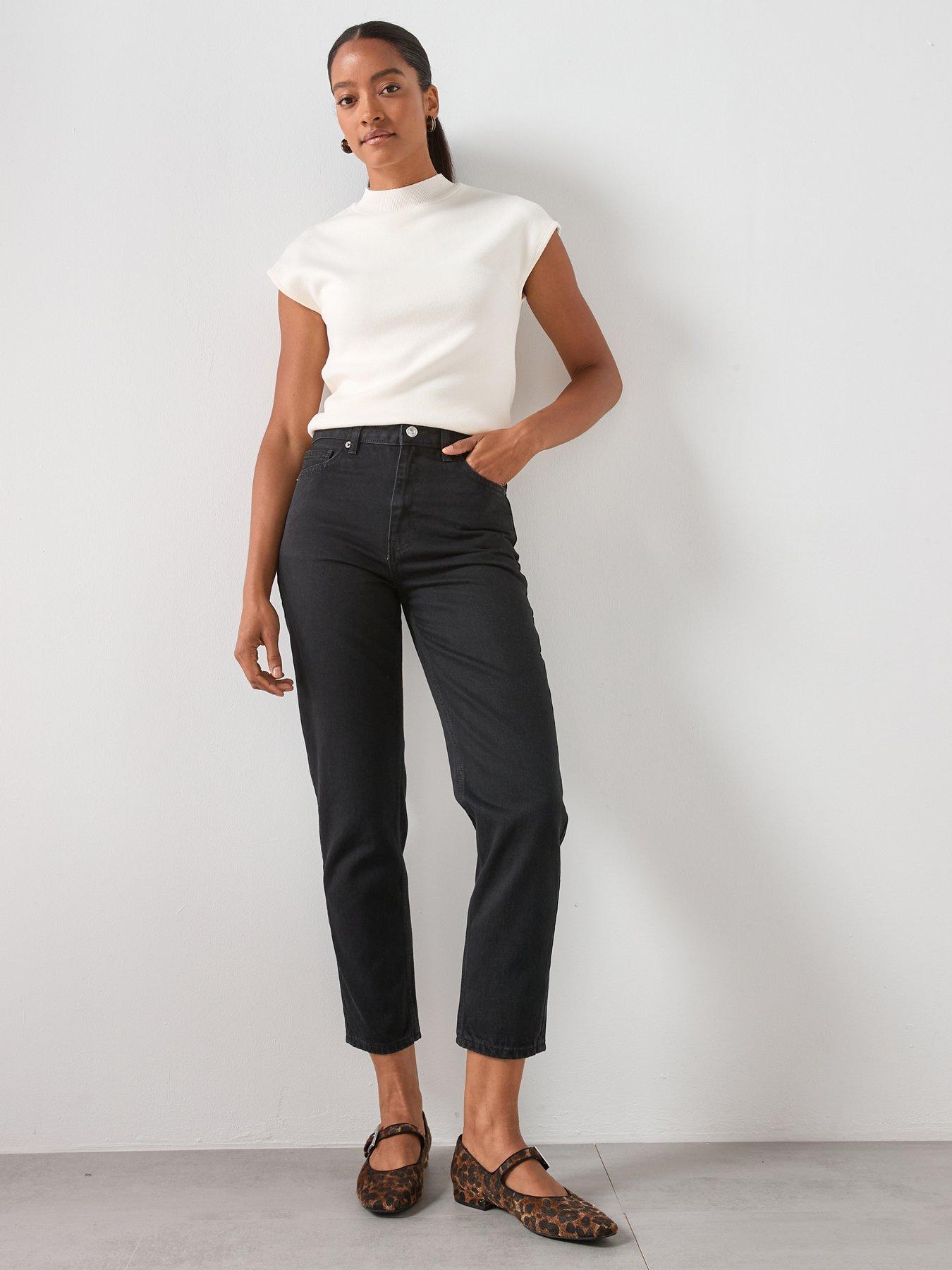 Image 3 of 6 of Mango High Rise Mom Jeans - Black