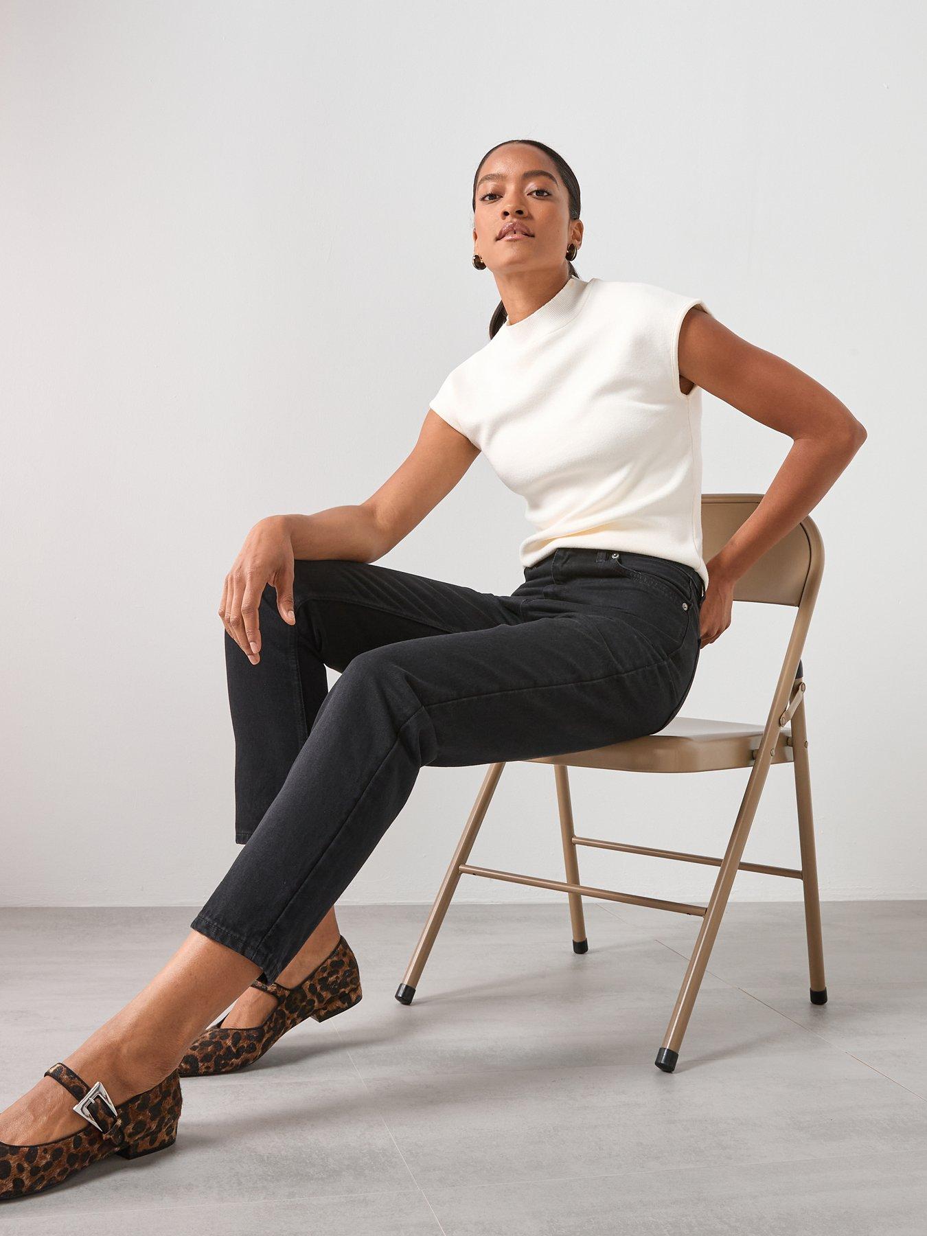 Image 4 of 6 of Mango High Rise Mom Jeans - Black