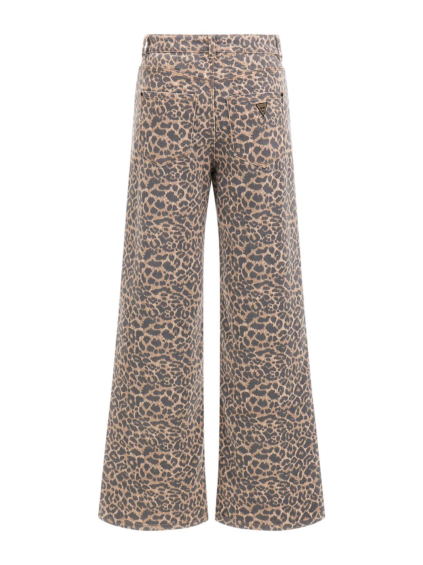 Image 3 of 3 of Guess Wide Leg Animal Print Jeans&nbsp;- Brown