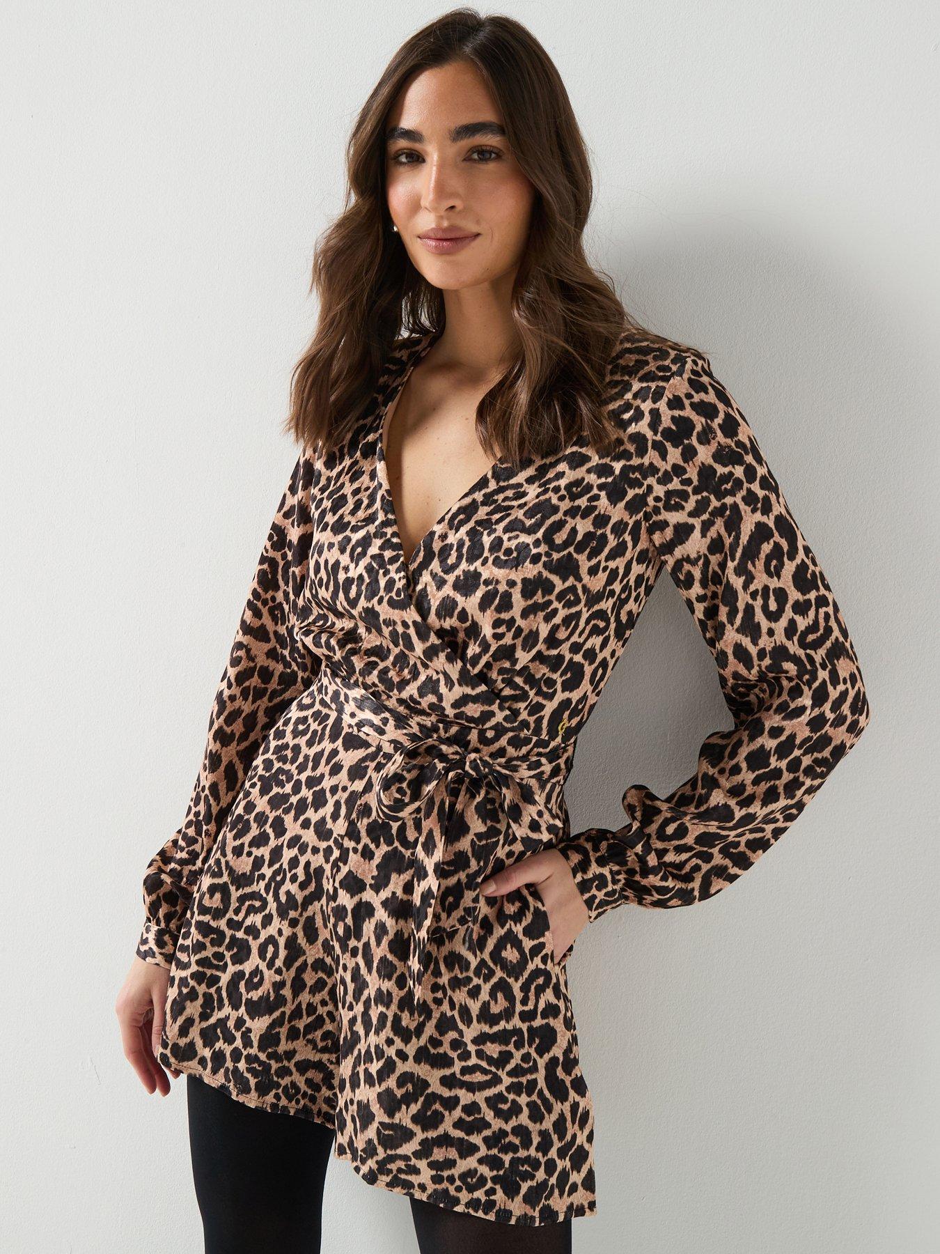 guess-long-sleeve-malorie-belted-short-romper-brown