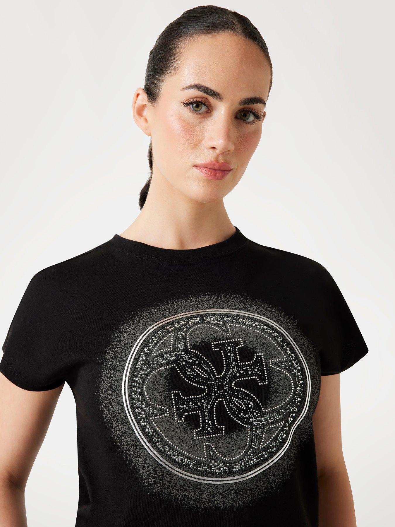 Image 4 of 4 of Guess Slim Fit 4G Logo T-Shirt- Black