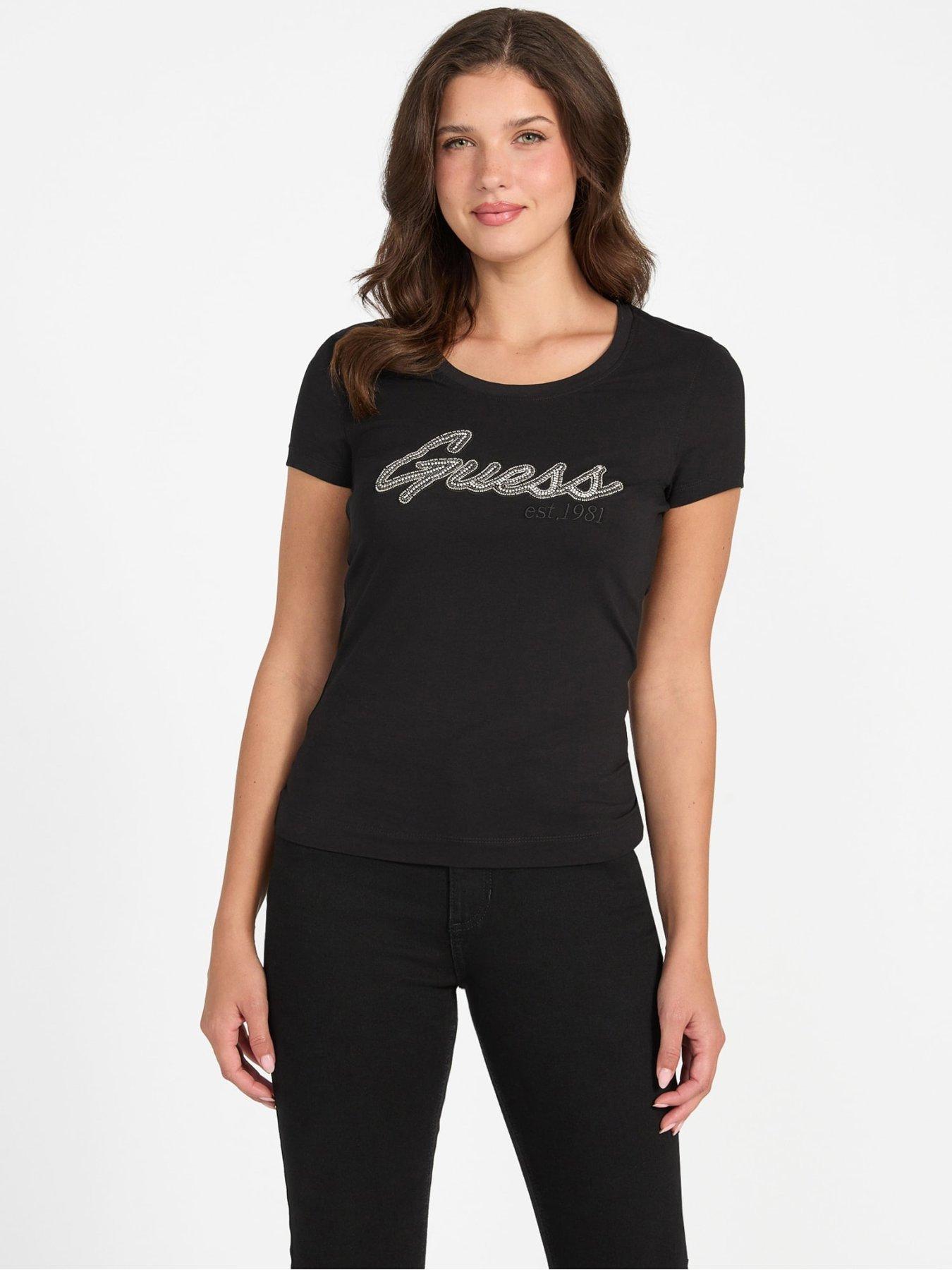 guess-short-sleeve-logo-hot-fix-t-shirt-black