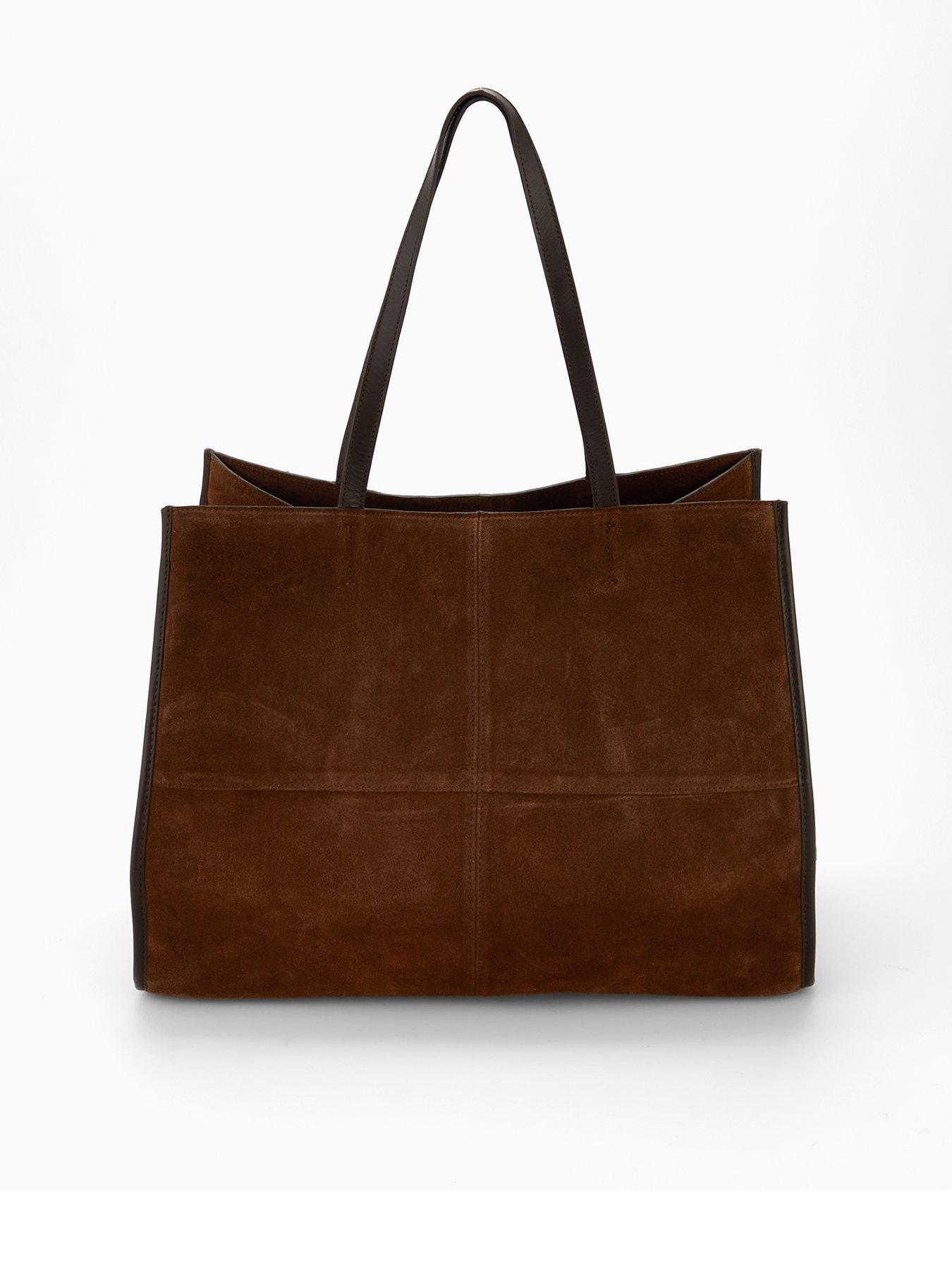Image 1 of 4 of Mango Suede Leather Shopper Bag - Brown