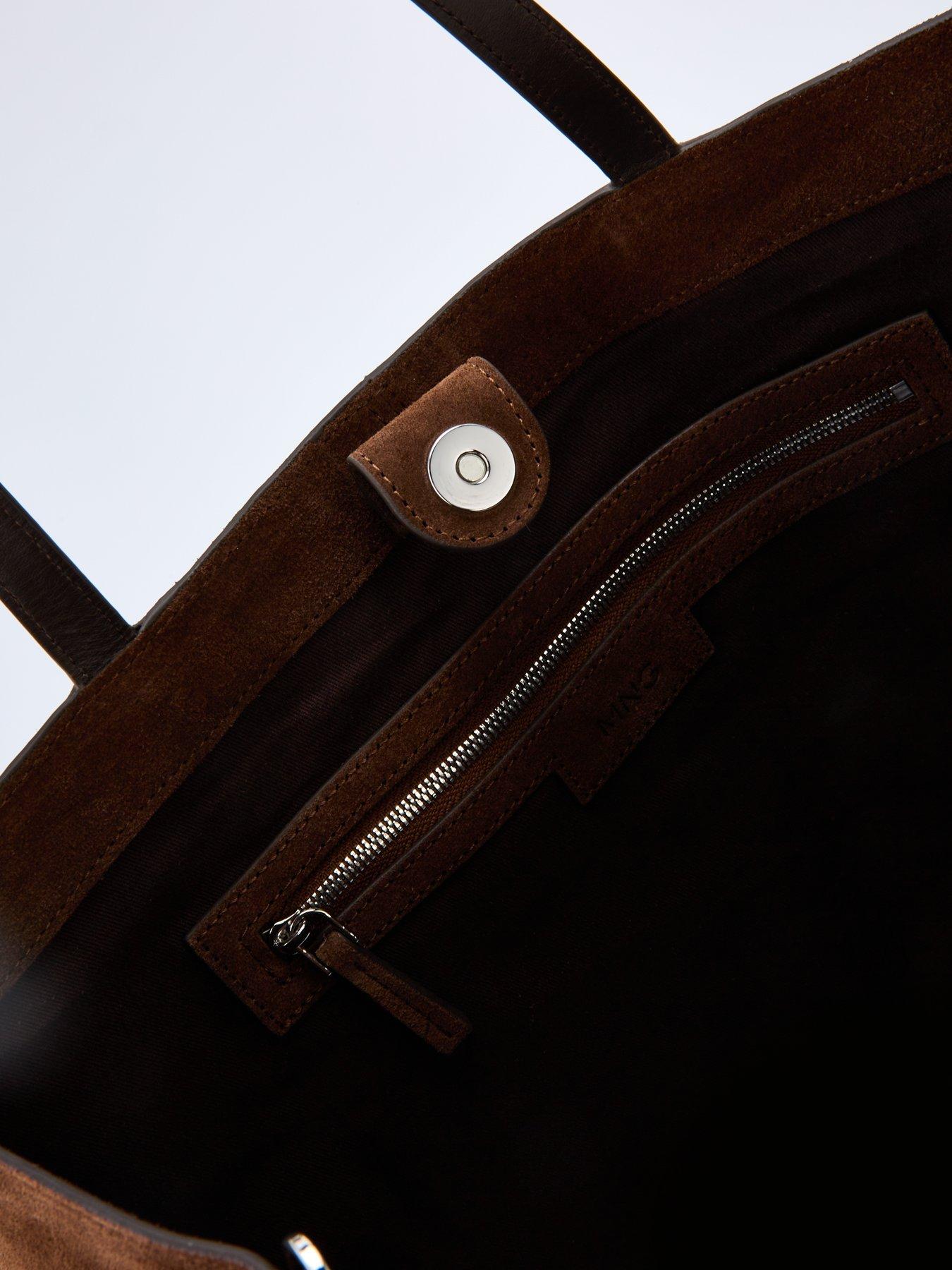Image 4 of 4 of Mango Suede Leather Shopper Bag - Brown