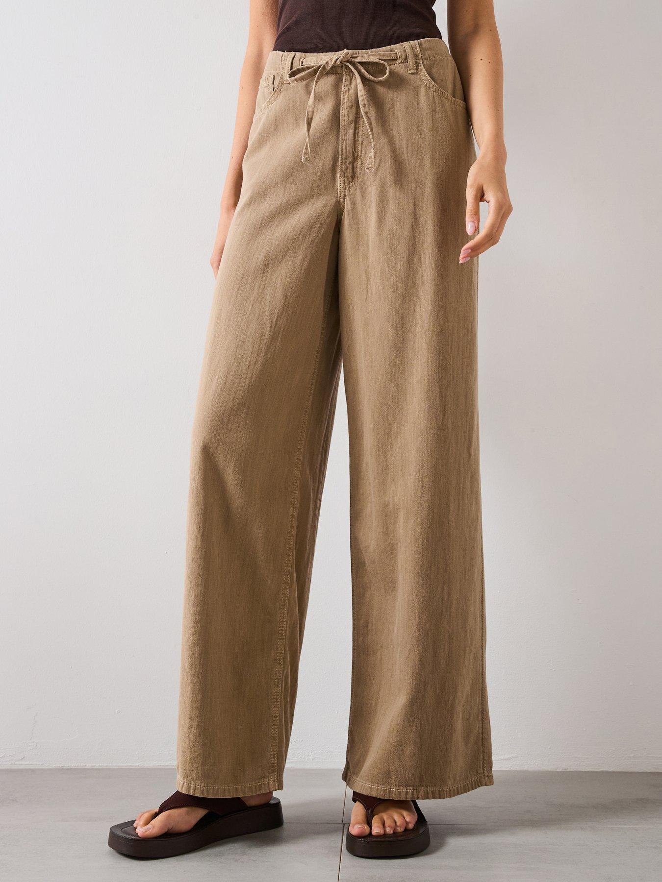 mango-wide-leg-denim-trousers-with-belt-beige