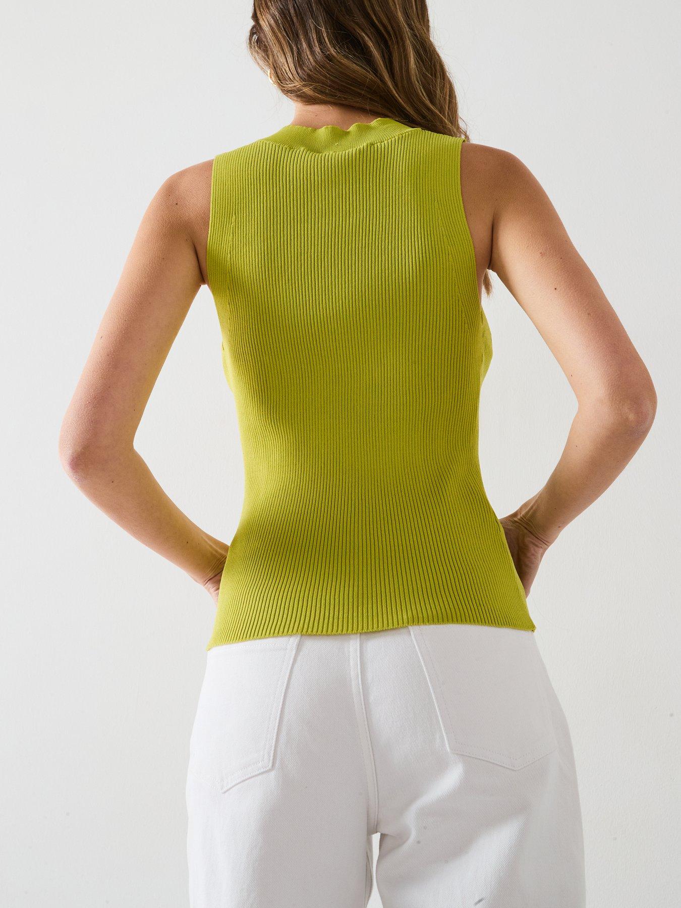 mango-ribbed-knit-top-greenstillFront