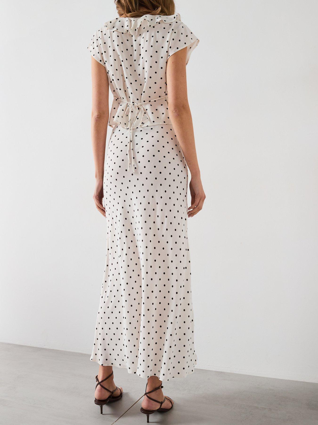 Image 2 of 6 of Mango Long Polkadot Skirt - Cream