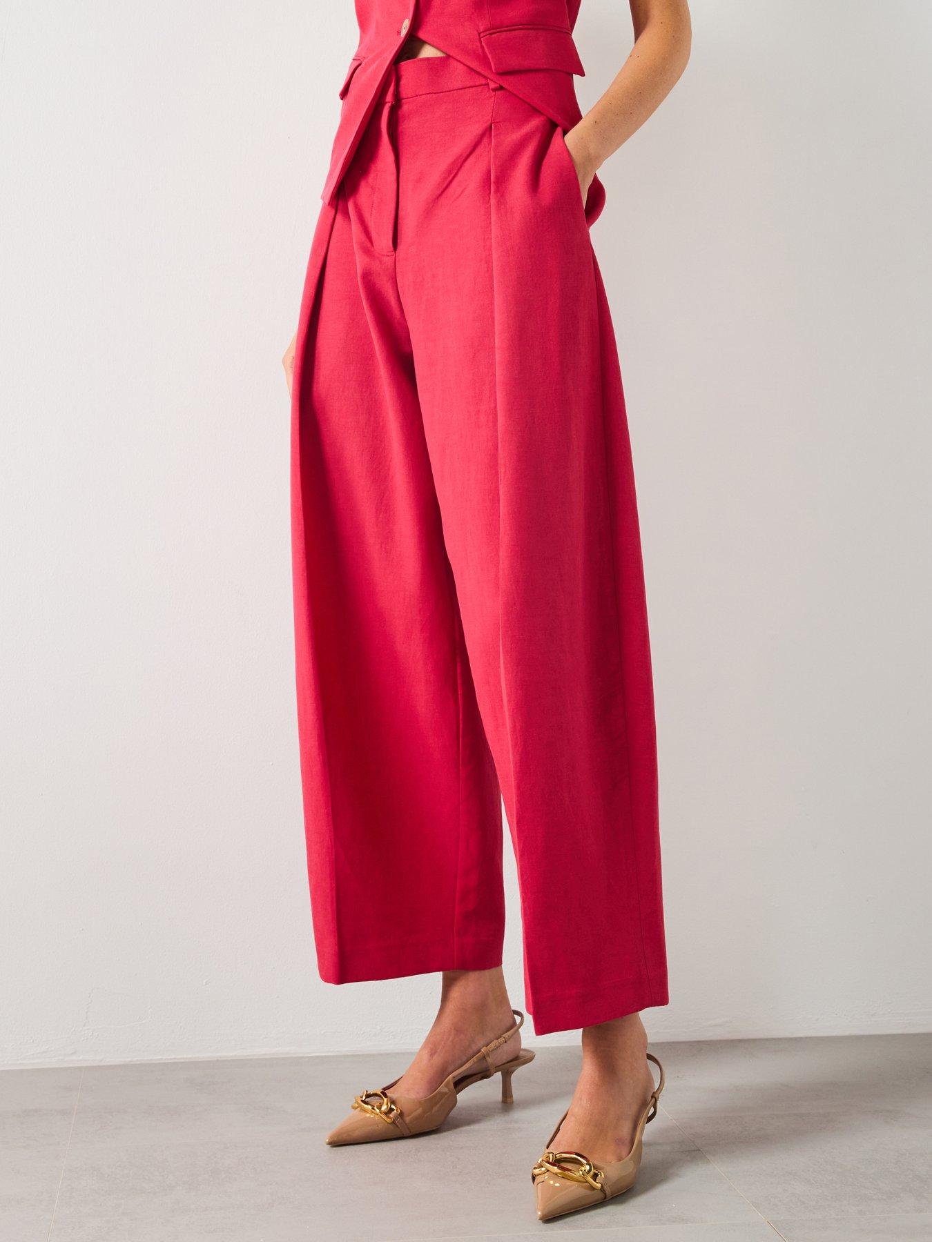 mango-linen-blend-balloon-trousers-redfront