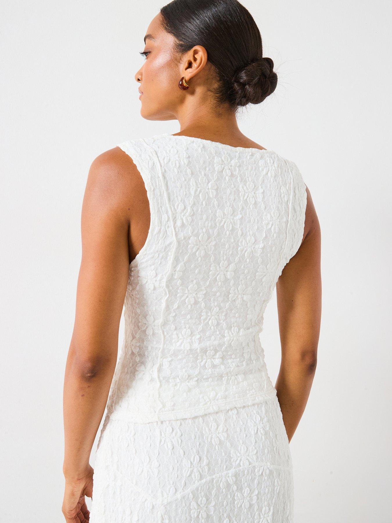 Image 2 of 6 of Mango Lace Tank Top - White
