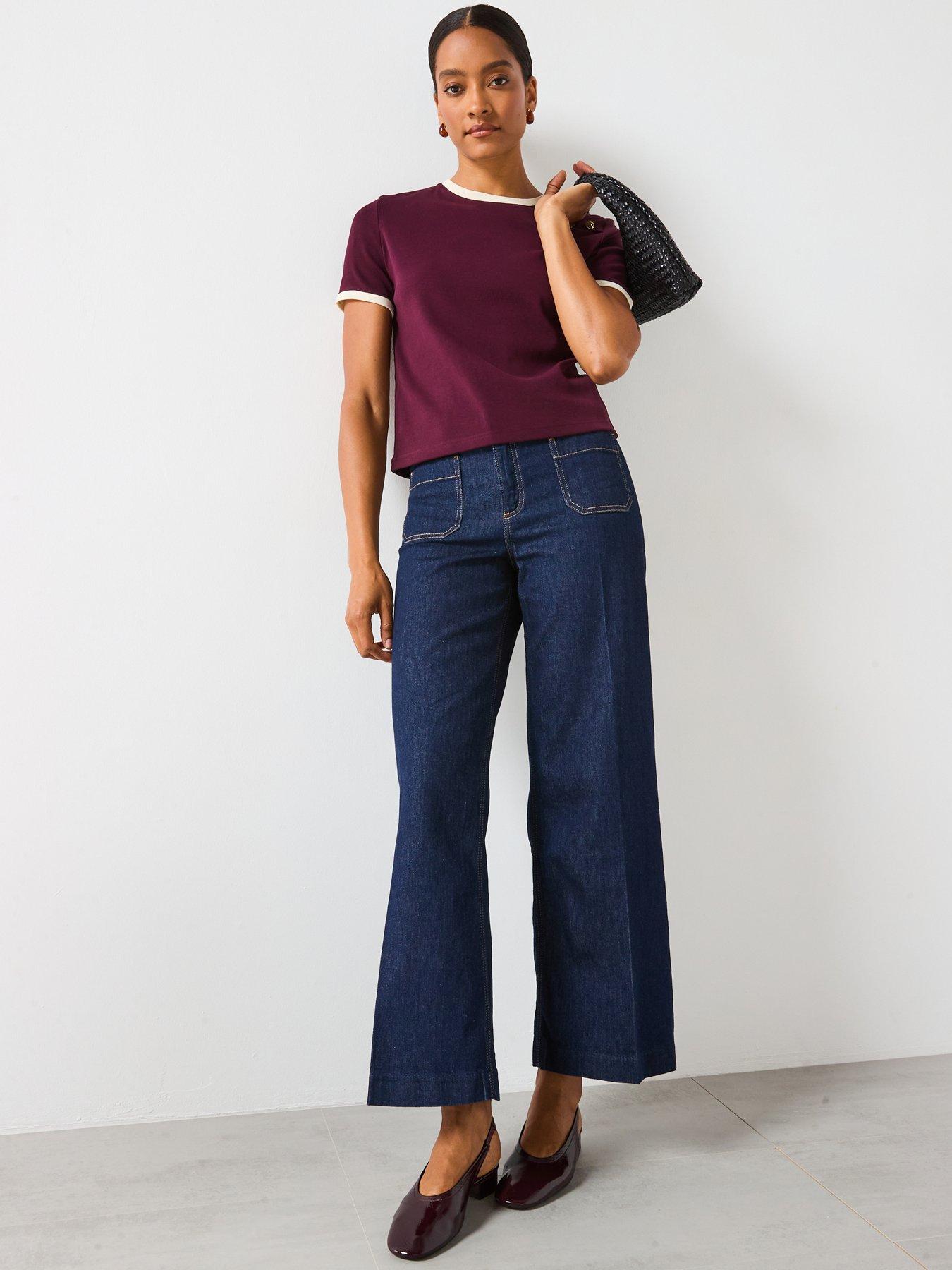 Image 5 of 6 of Mango Button Detailed T-Shirt - Red