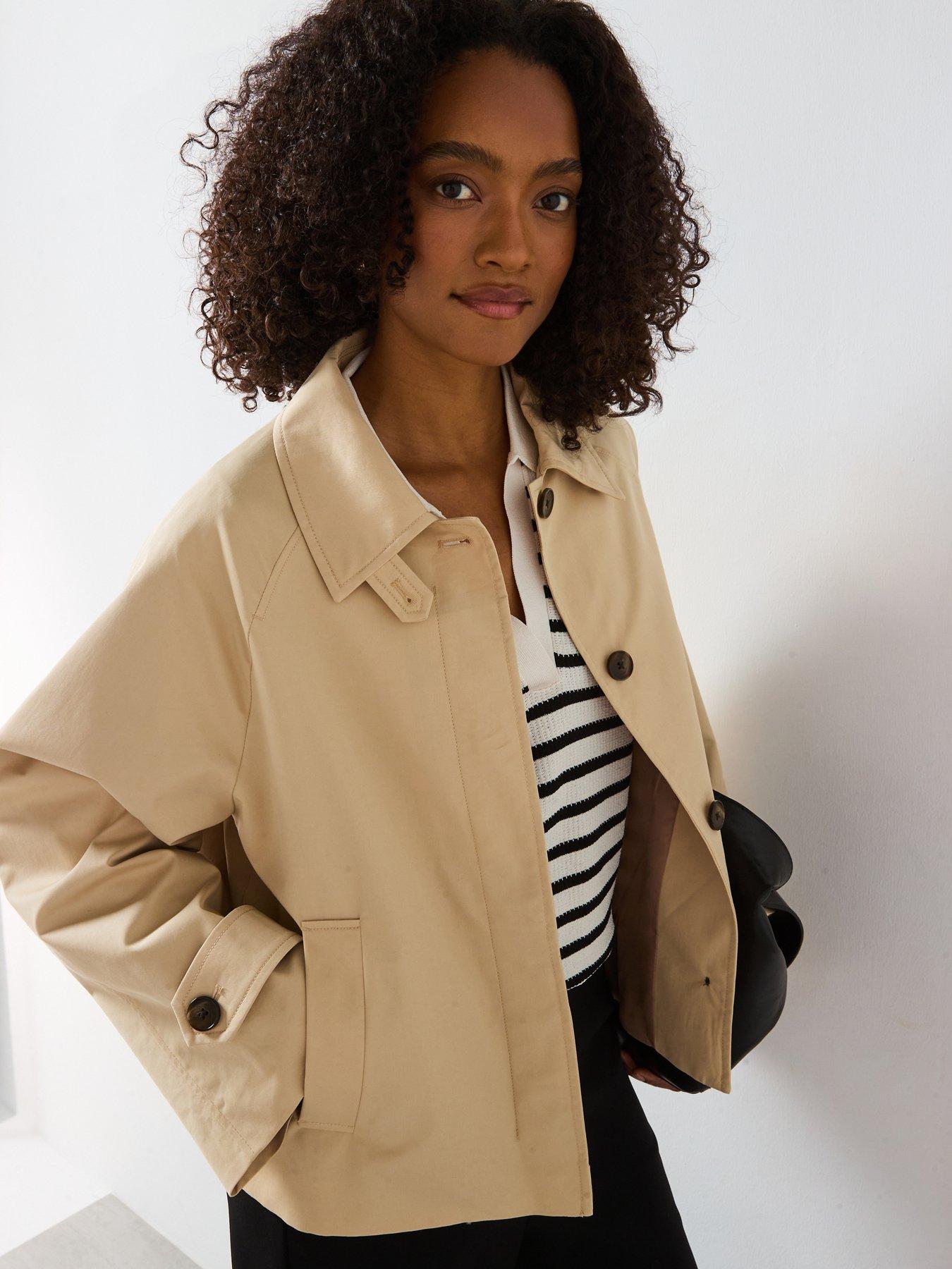 Mango Short Oversized Trench Coat With Epaulettes