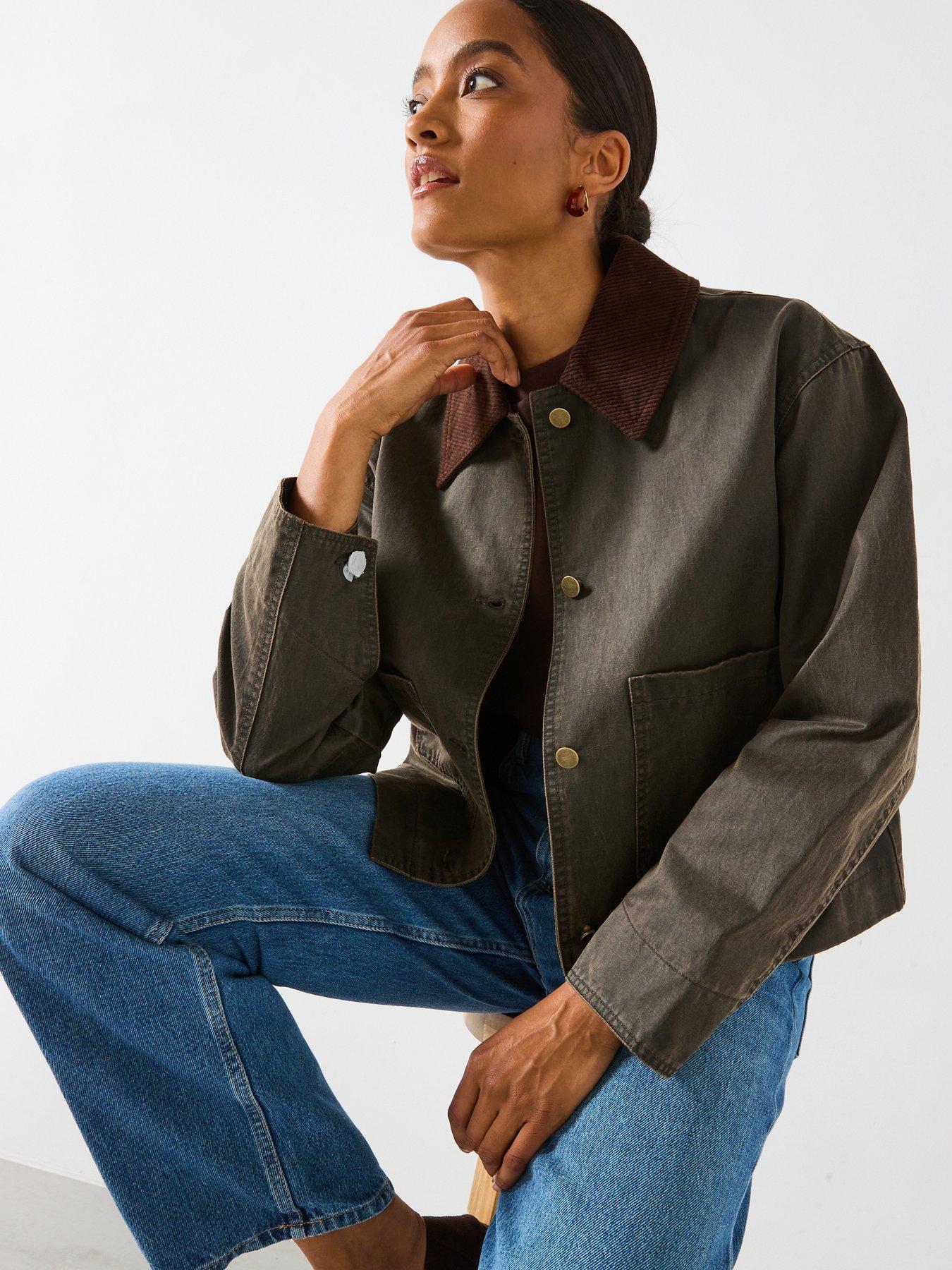 Mango Wax Style Jacket - Green