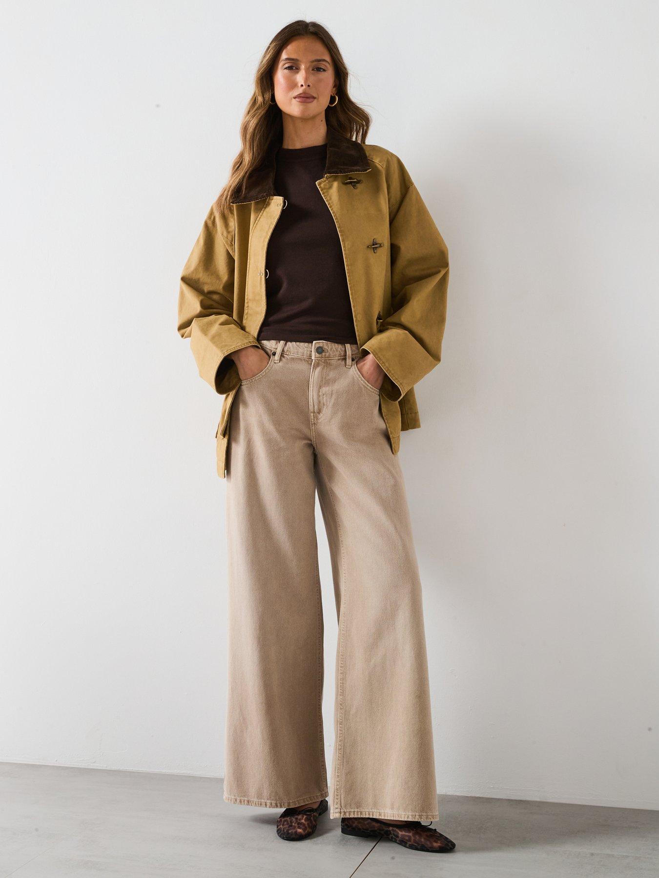 Image 3 of 6 of Mango Cotton Parka With Contrasting Collar - Brown