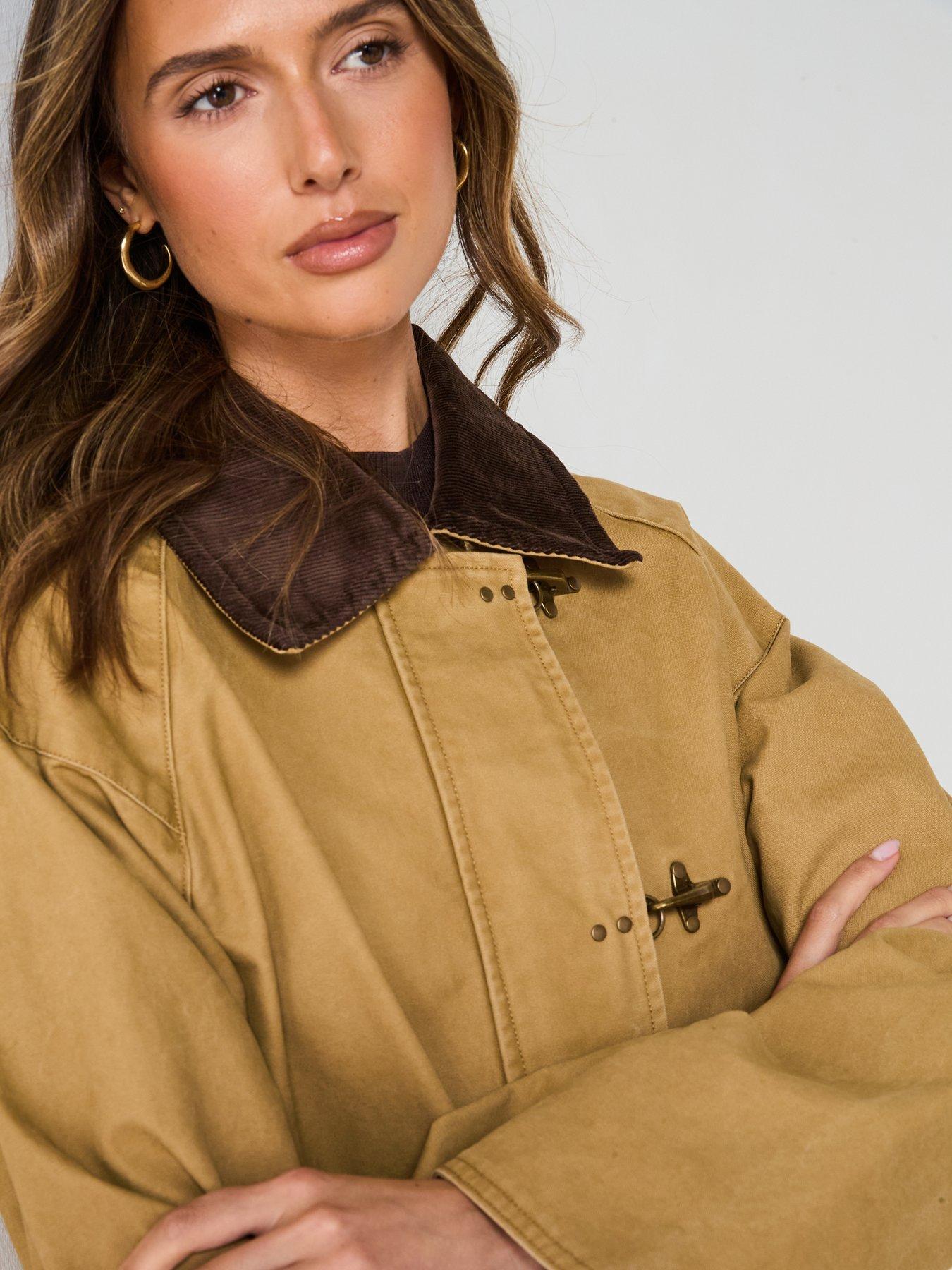 Image 4 of 6 of Mango Cotton Parka With Contrasting Collar - Brown
