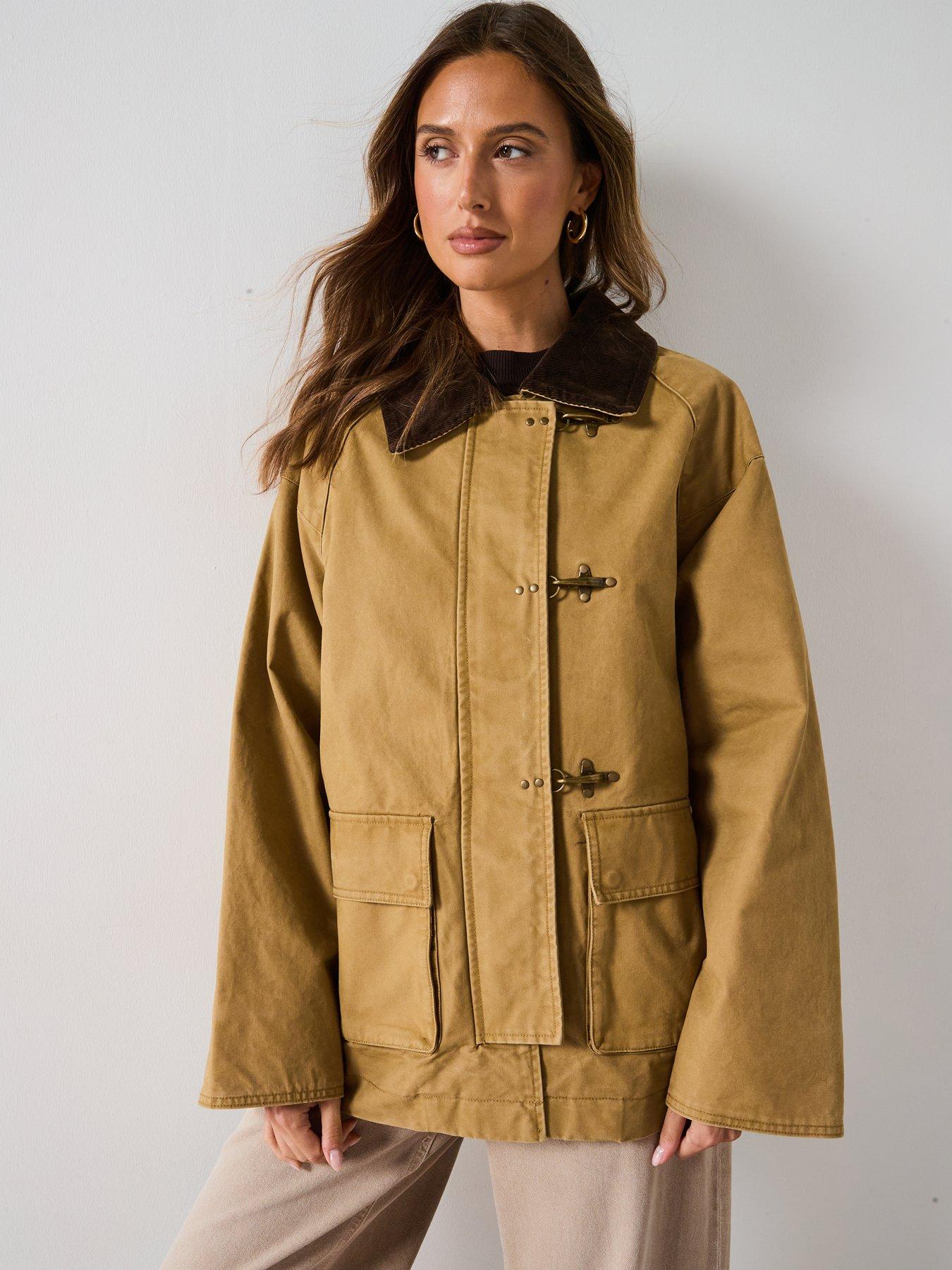 Image 5 of 6 of Mango Cotton Parka With Contrasting Collar - Brown