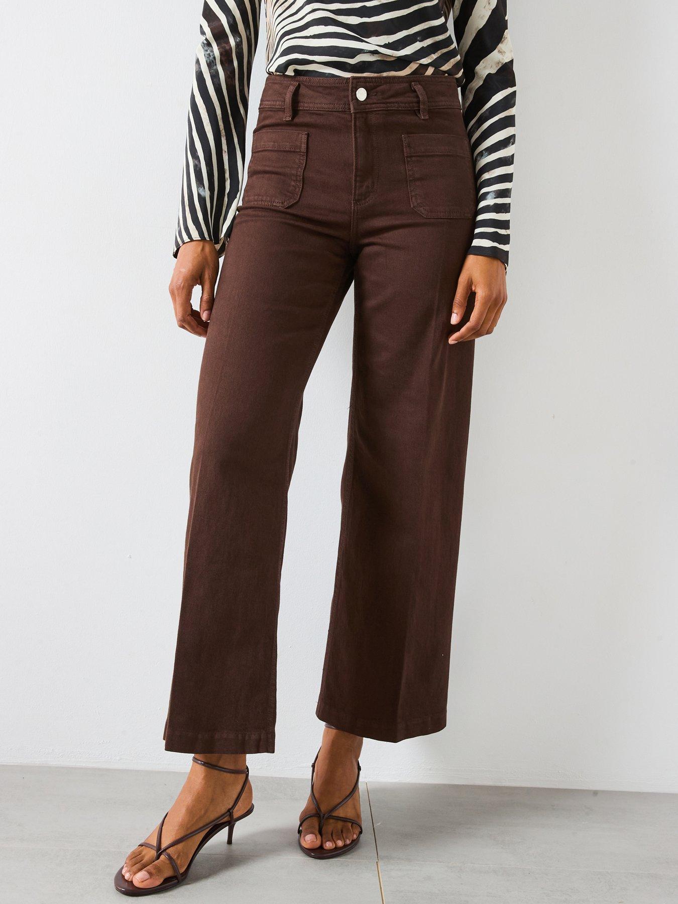 Mango Wide-leg Jeans With Pockets - Brown