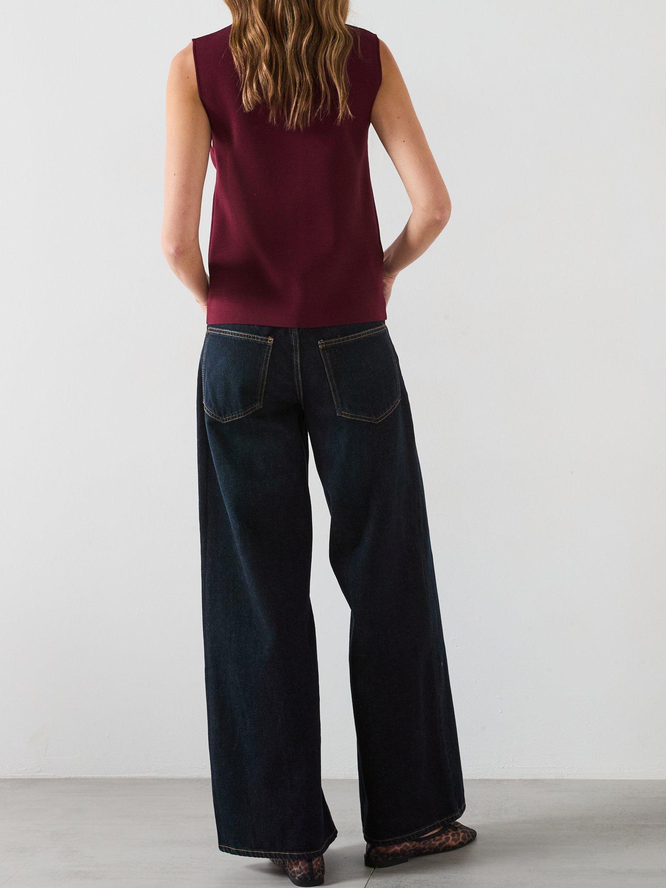 Image 2 of 6 of Mango Fine Knit Gilet - Red