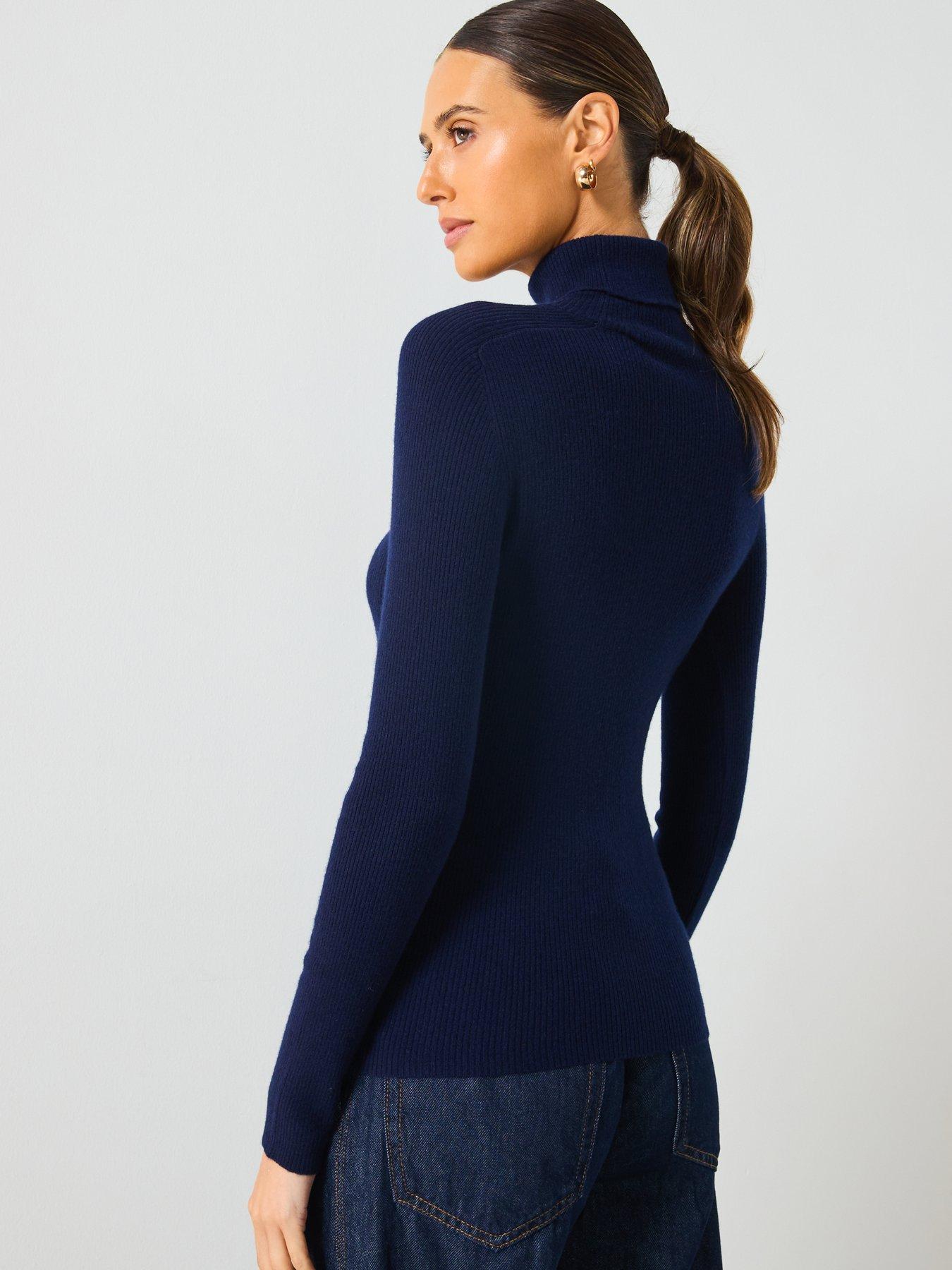 mango-roll-neck-fine-knit-jumper-navystillFront