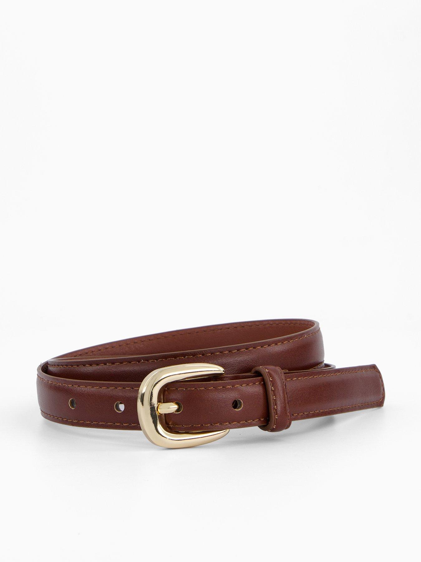Image 1 of 5 of Mango Thin Belt With Metal Buckle - Brown