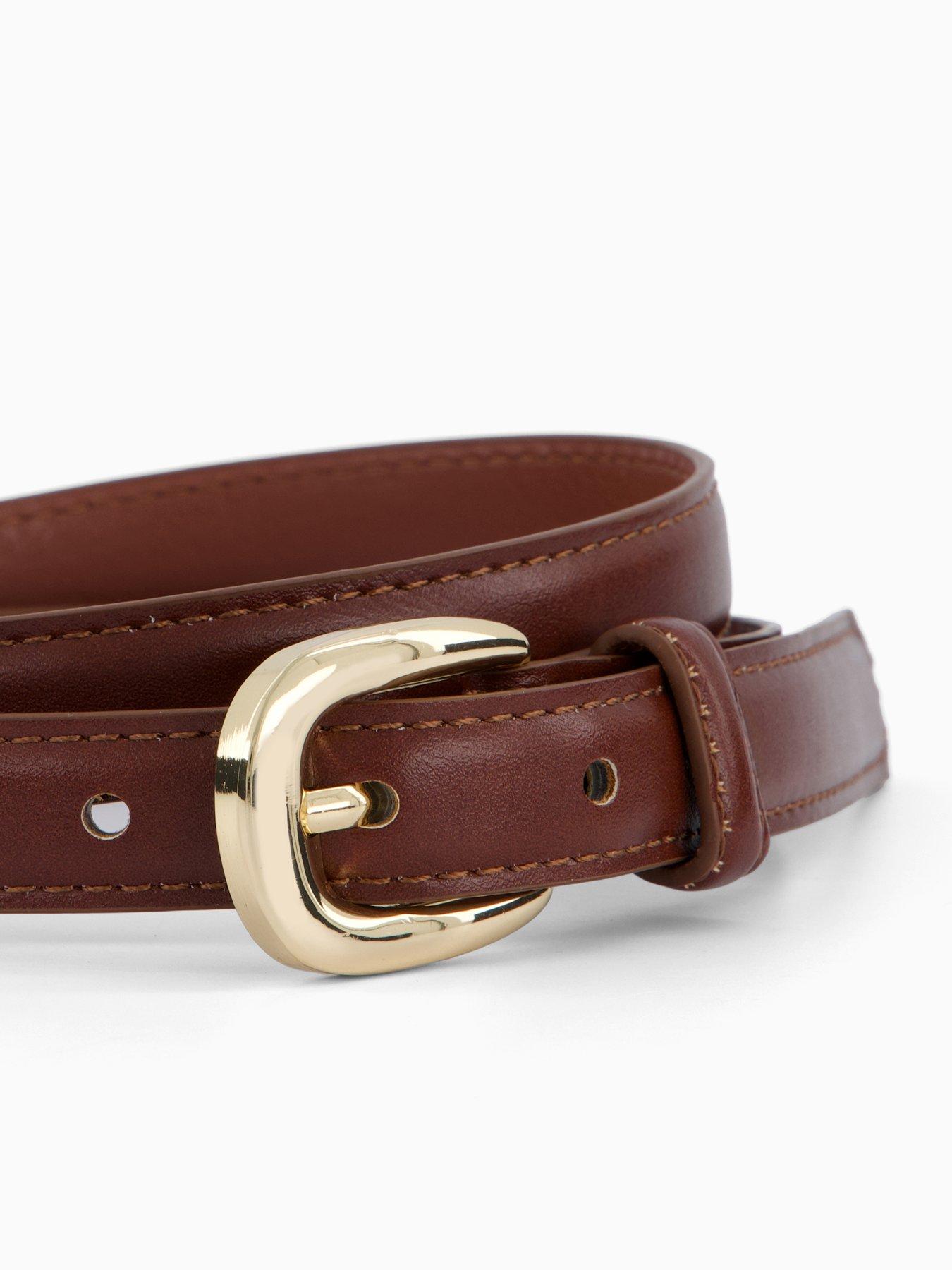 Image 3 of 5 of Mango Thin Belt With Metal Buckle - Brown