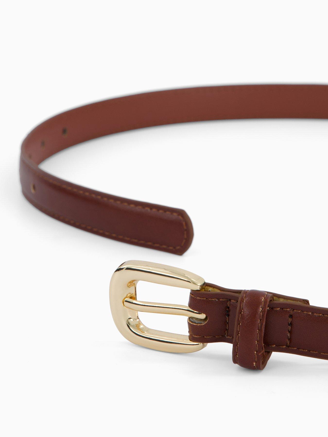 Image 4 of 5 of Mango Thin Belt With Metal Buckle - Brown