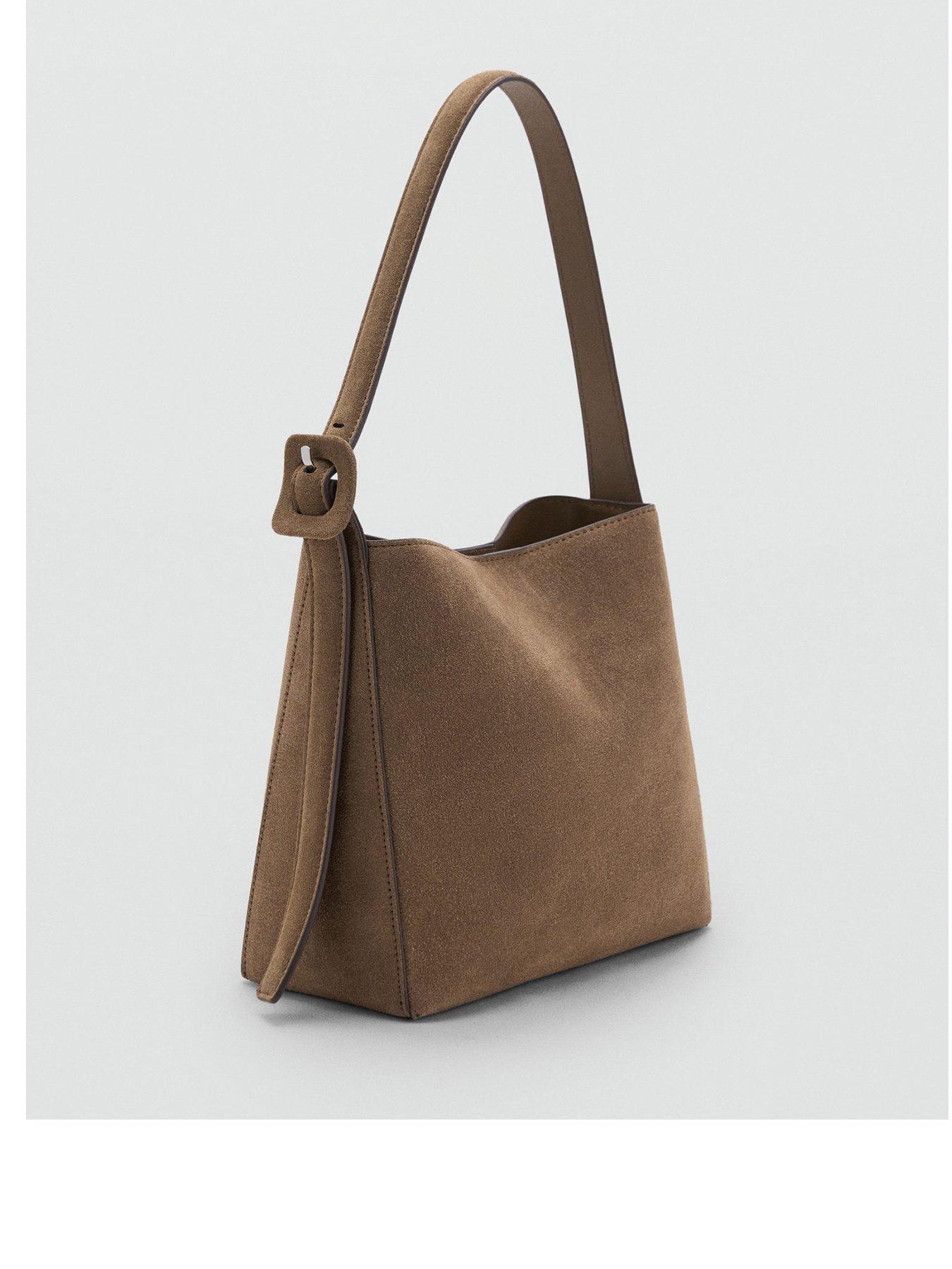 Image 1 of 4 of Mango Suede Leather Shopper Bag - Green