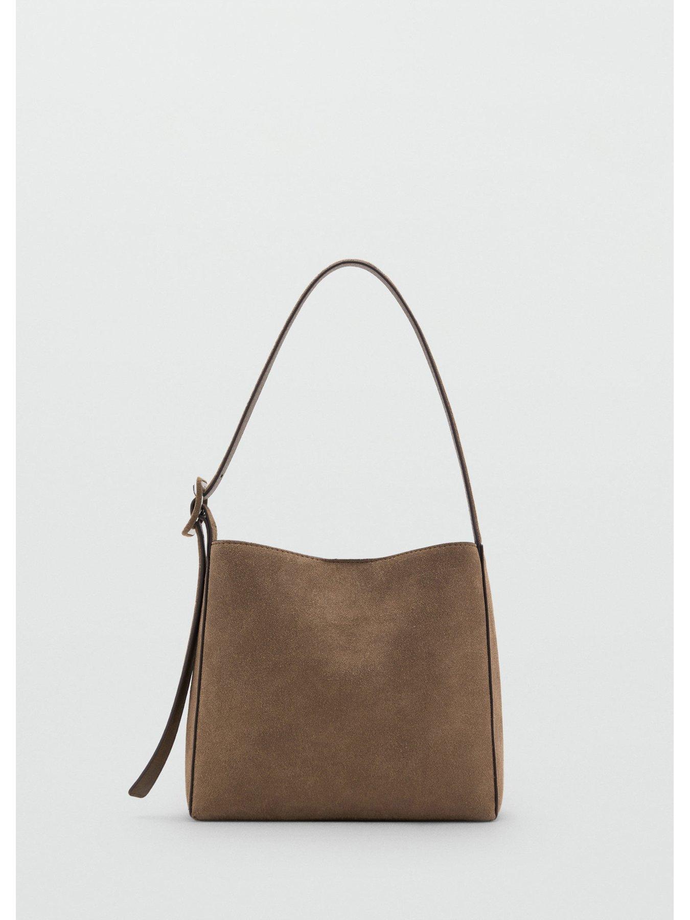 Image 4 of 4 of Mango Suede Leather Shopper Bag - Green