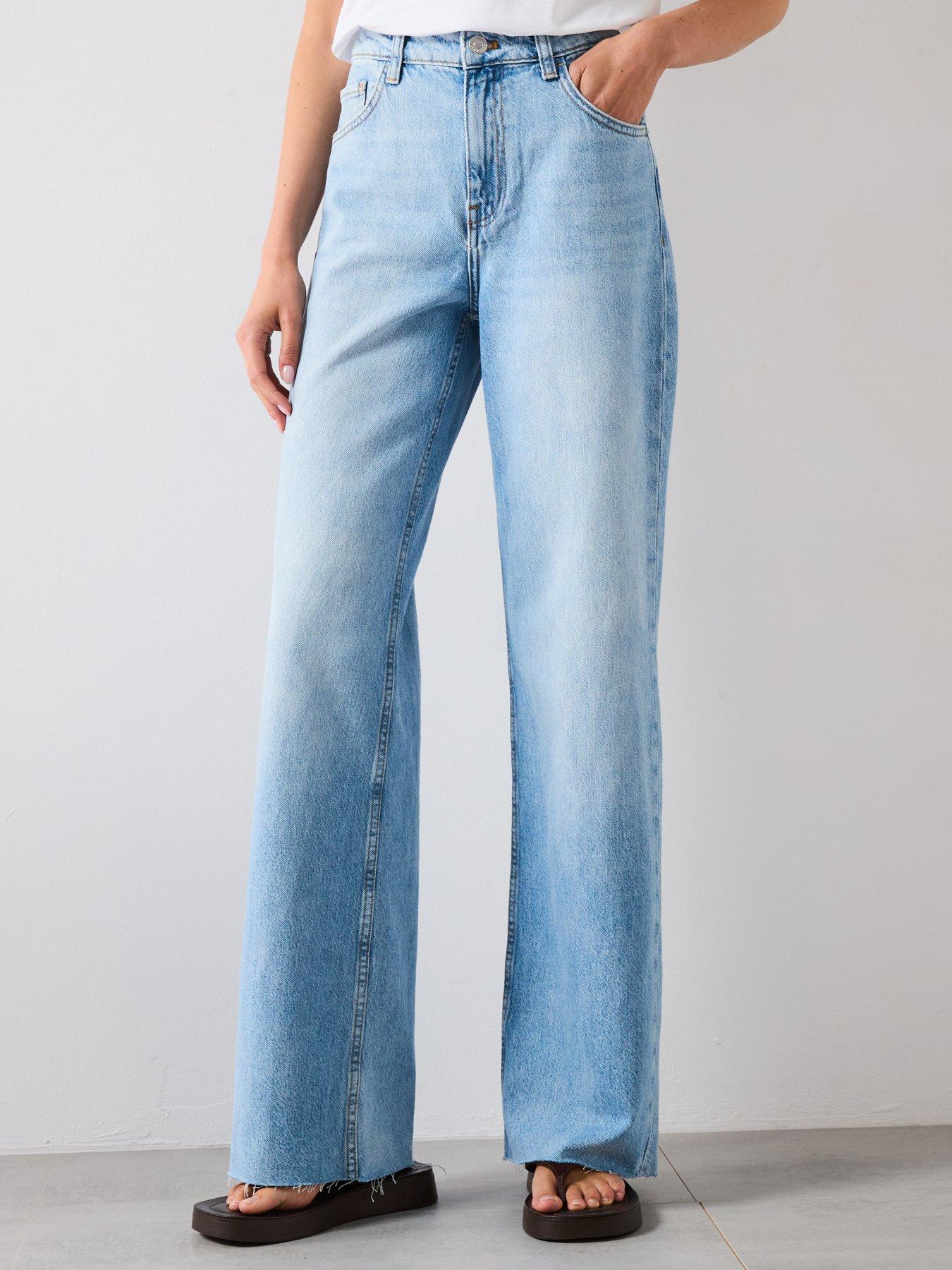 Image 1 of 6 of Mango Danila Wide Leg High Rise Jeans - Blue