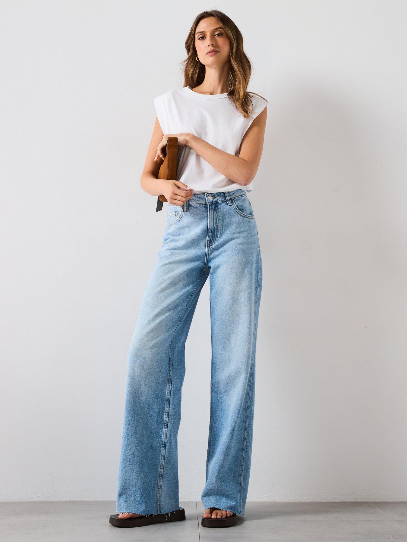 Image 3 of 6 of Mango Danila Wide Leg High Rise Jeans - Blue