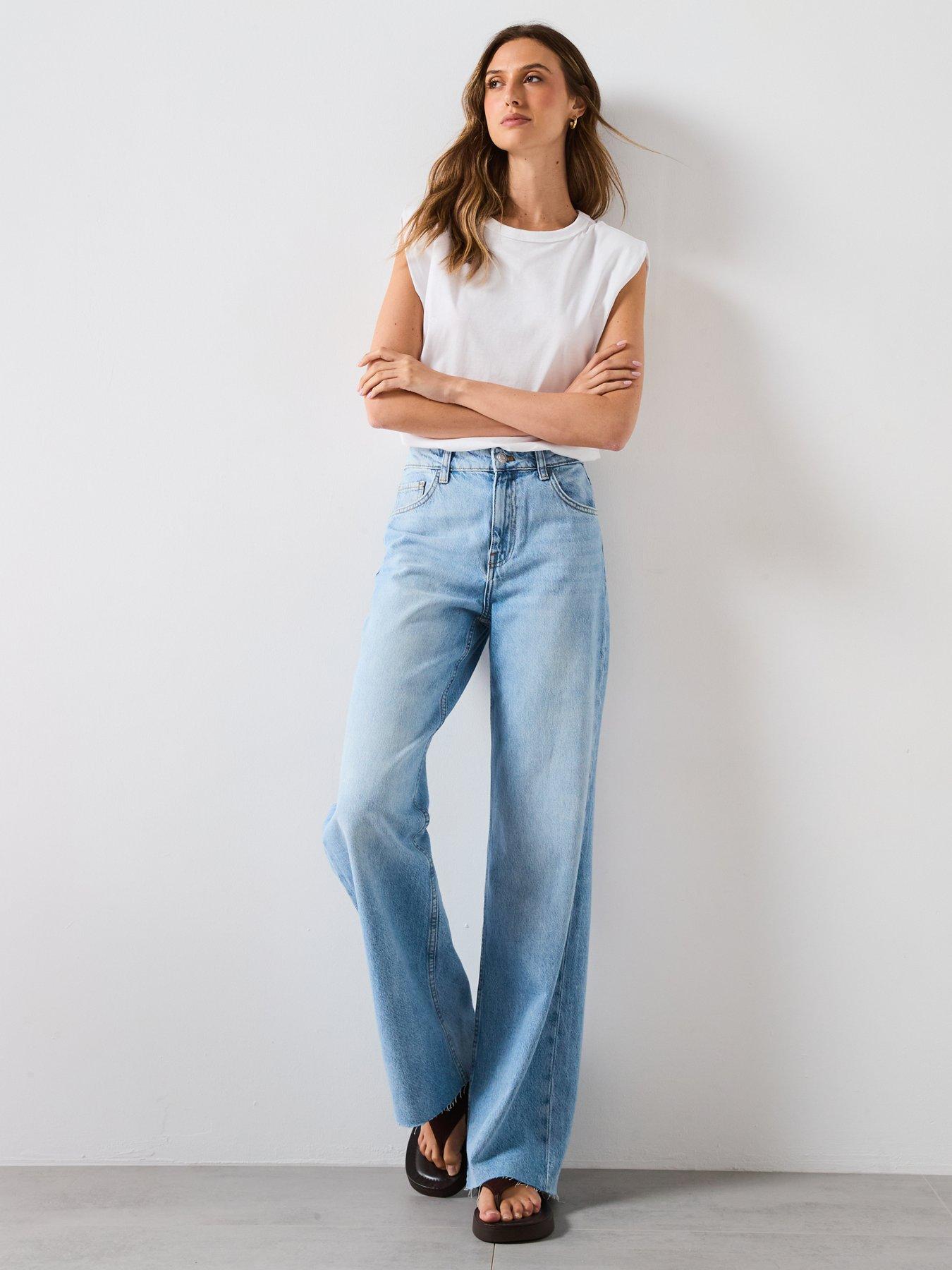 Image 5 of 6 of Mango Danila Wide Leg High Rise Jeans - Blue