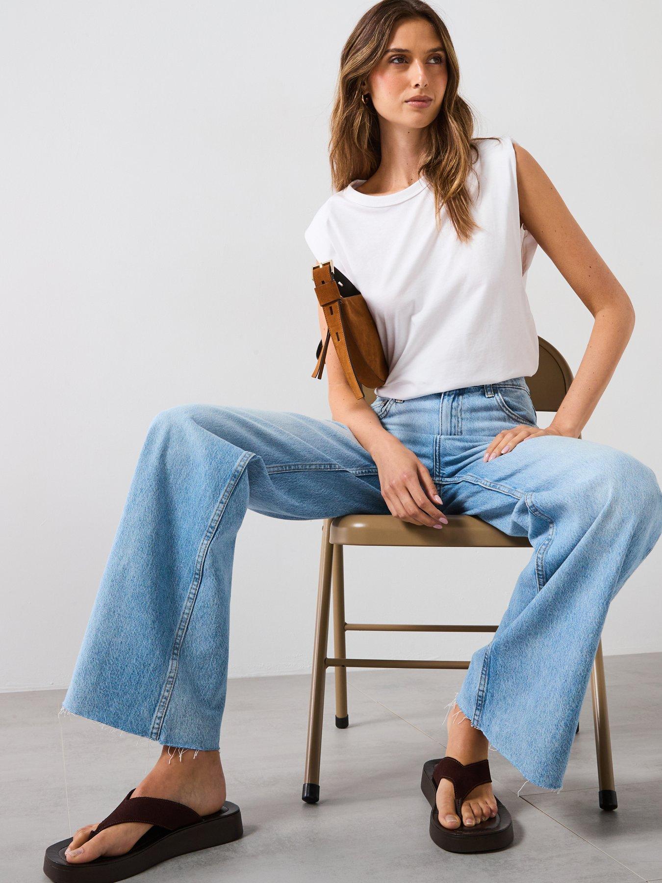 Image 6 of 6 of Mango Danila Wide Leg High Rise Jeans - Blue
