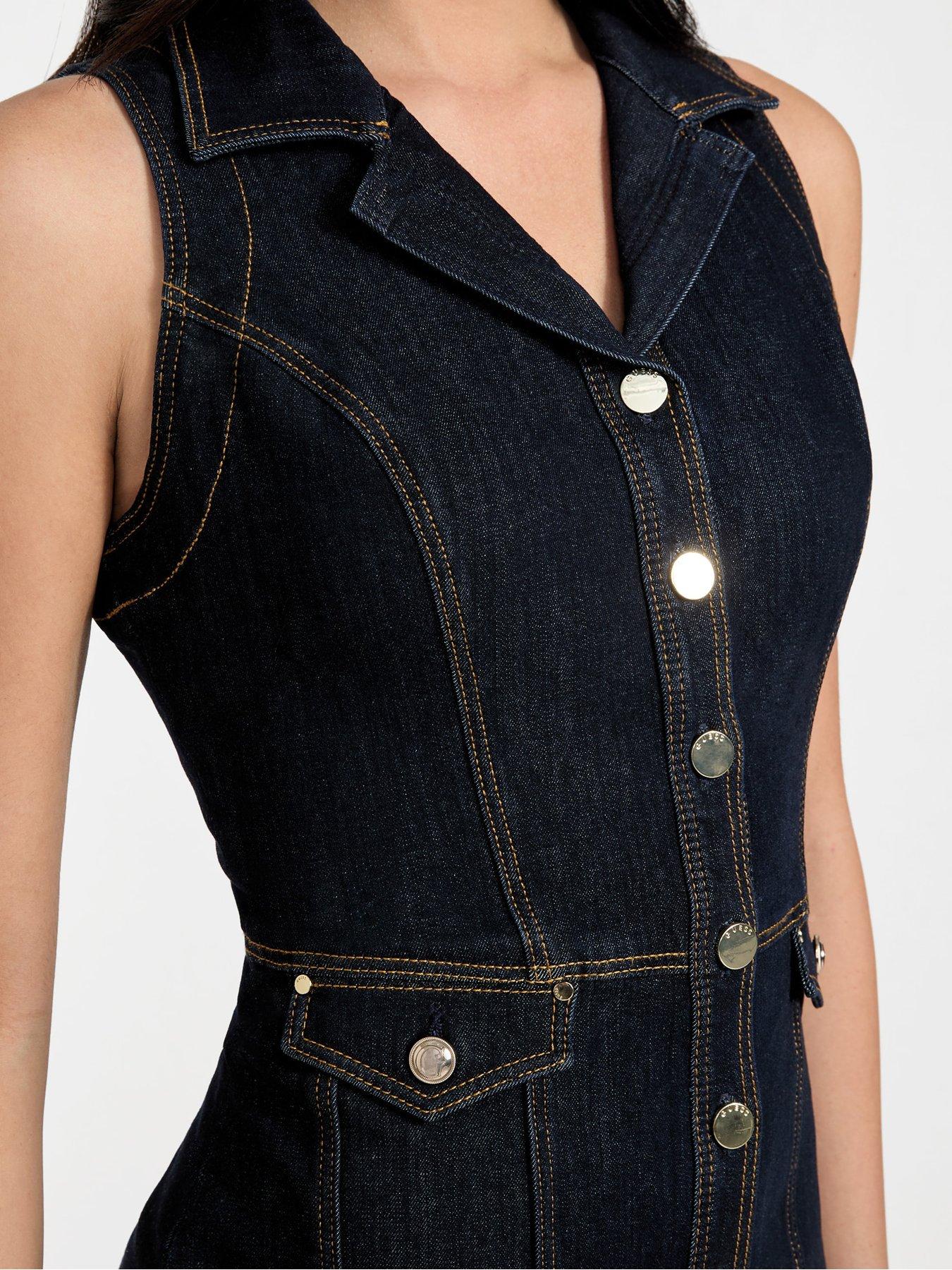 Image 3 of 3 of Guess Bodycon Denim Dress - Blue