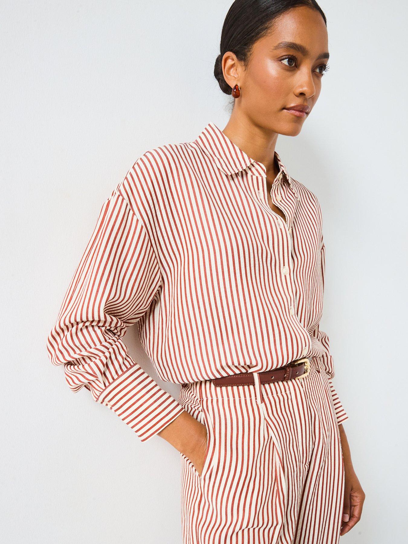 mango-striped-straight-shirt-orange