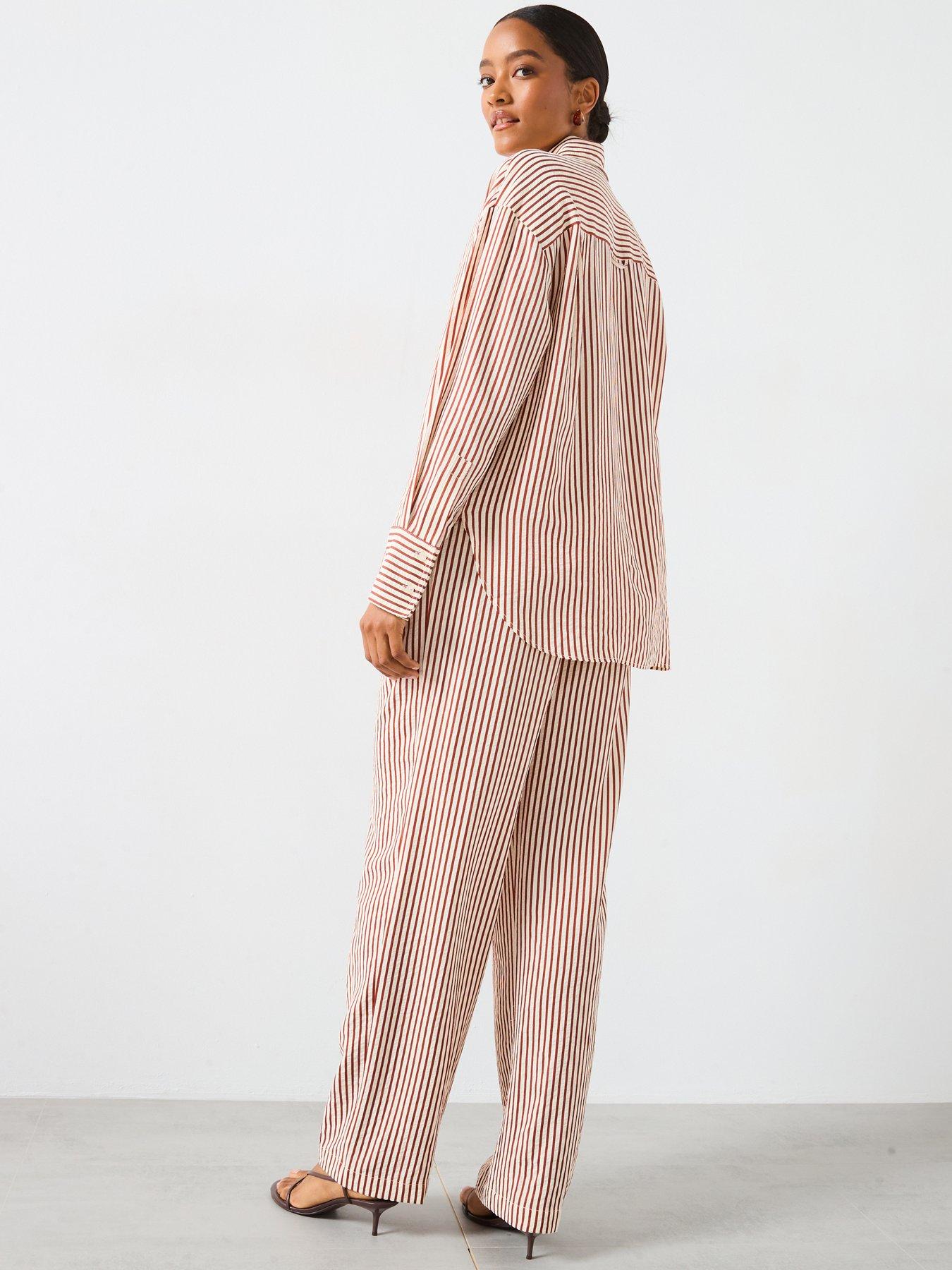 mango-striped-straight-shirt-orangestillFront