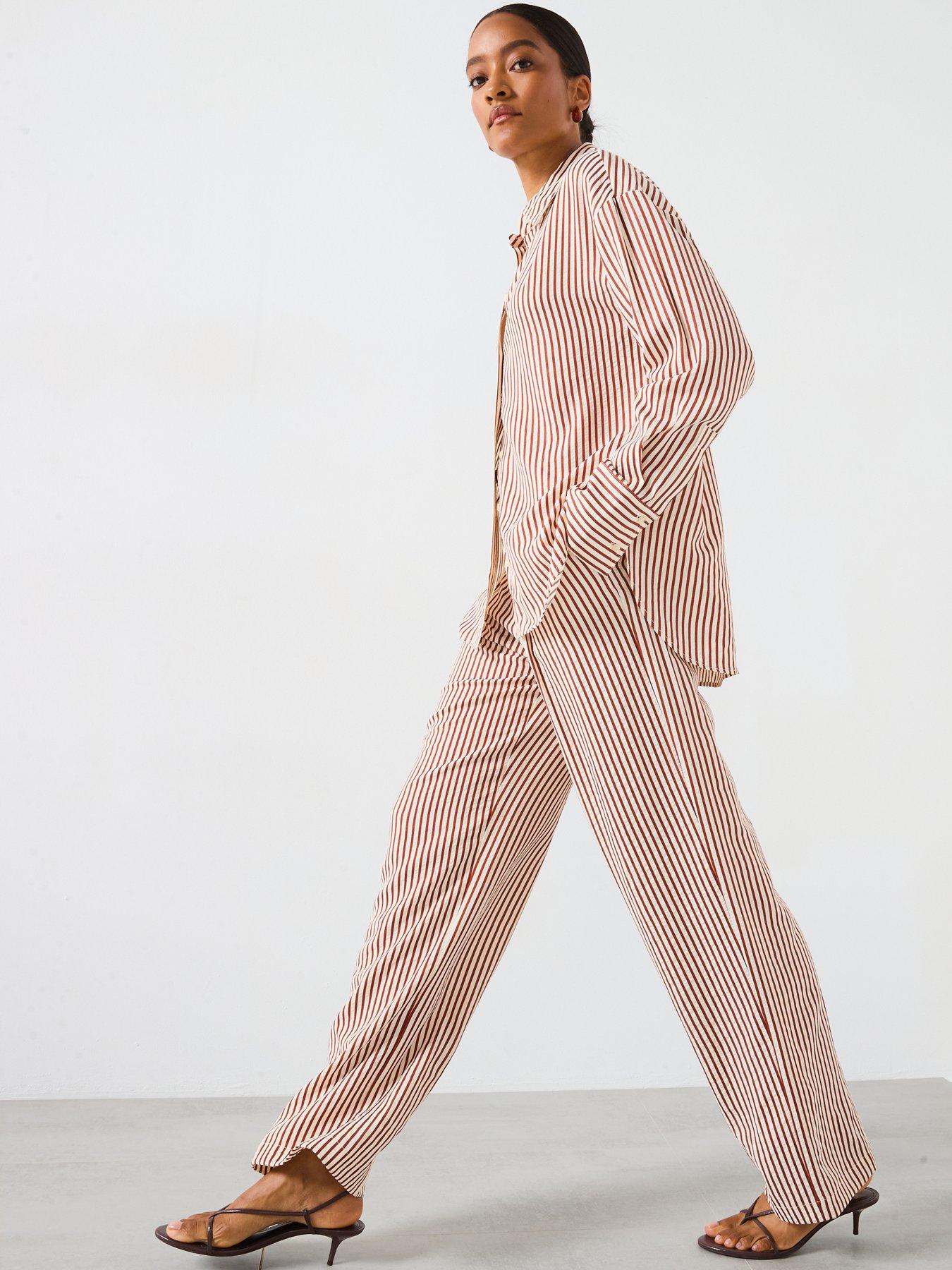 mango-striped-straight-shirt-orangeback