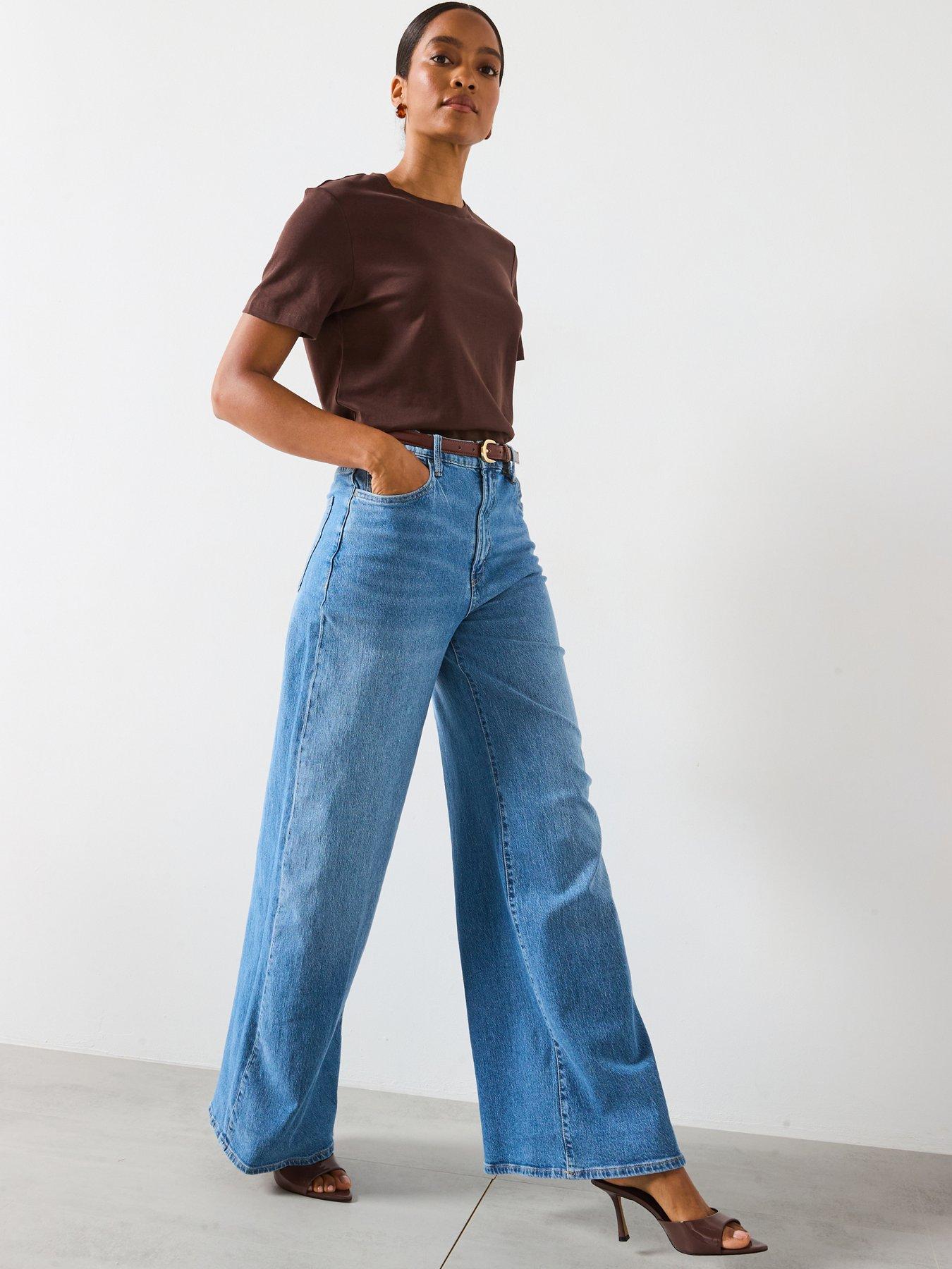 Image 1 of 5 of Mango Wide Leg Jeans - Blue