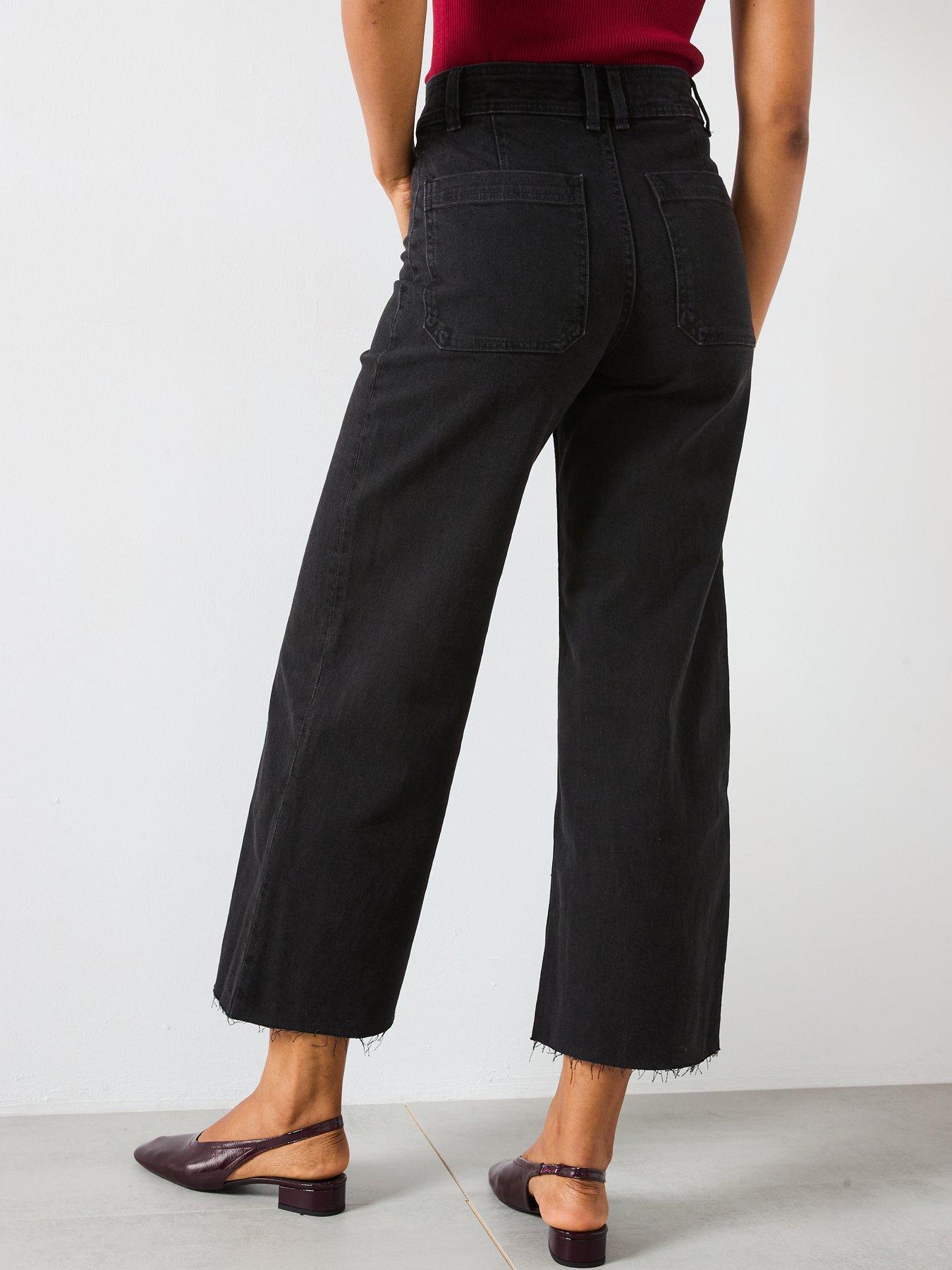 Image 2 of 6 of Mango Catherin Culotte High Rise Jeans - Black