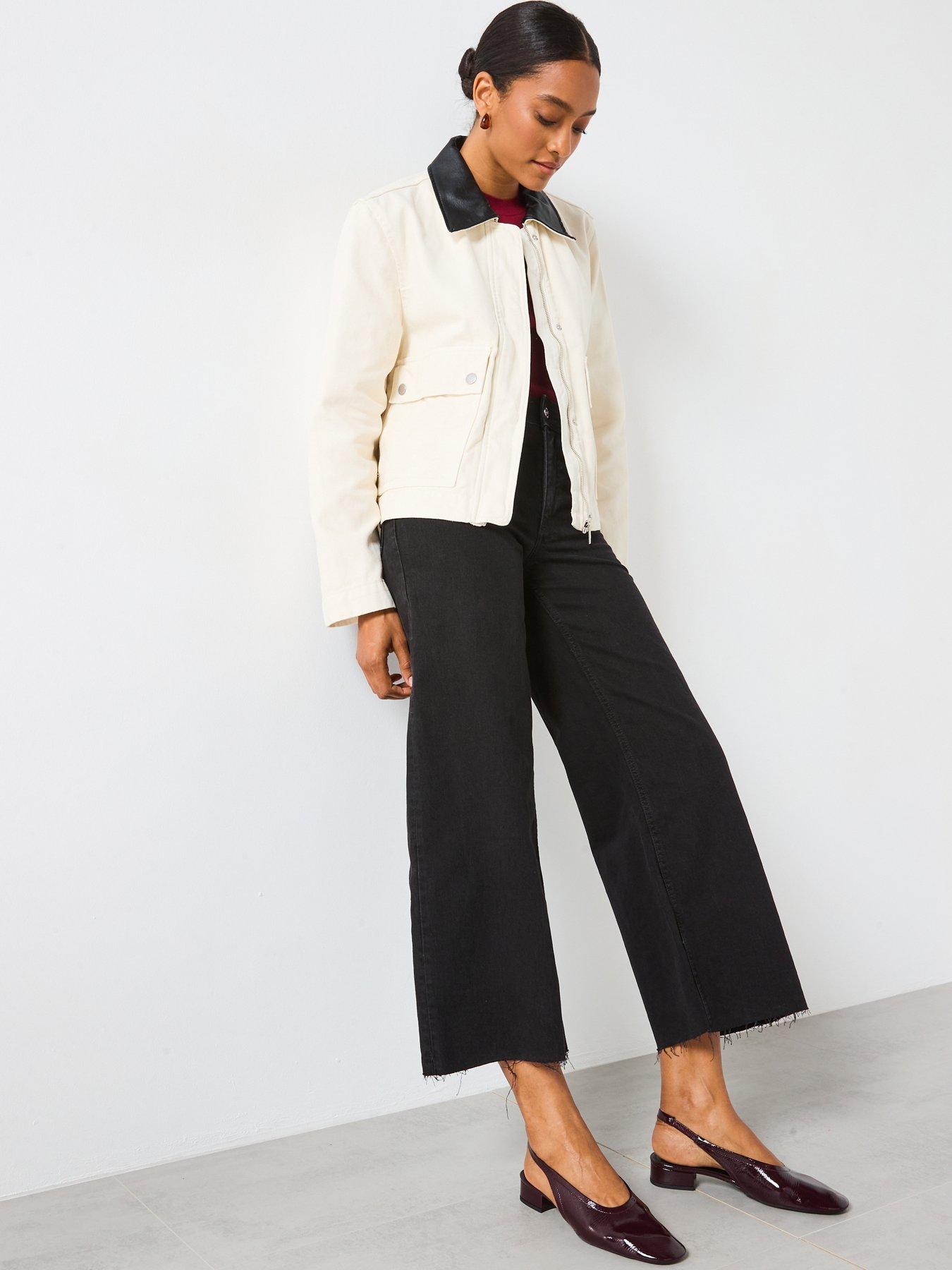 Image 5 of 6 of Mango Catherin Culotte High Rise Jeans - Black