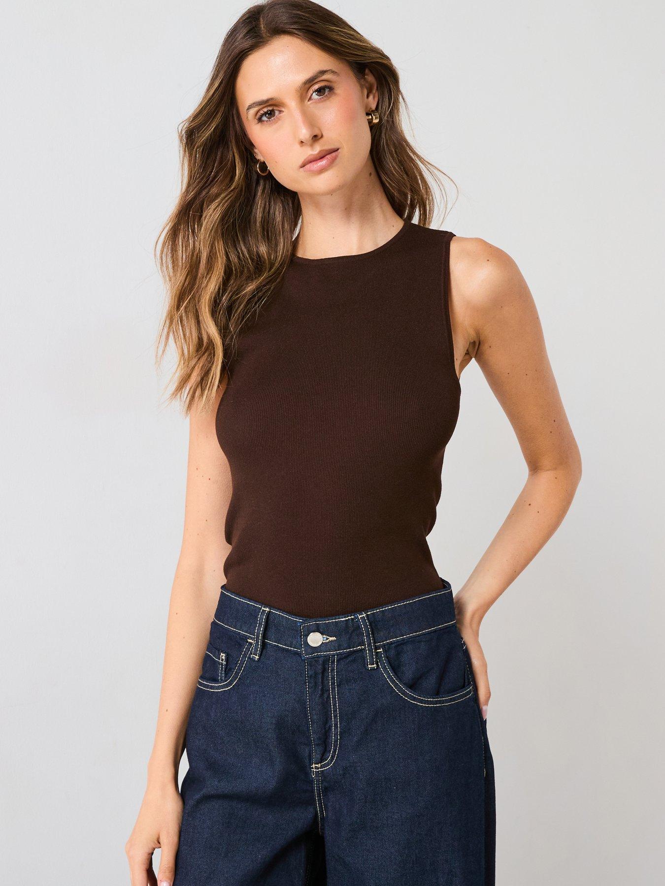 mango-fine-knit-top-brown