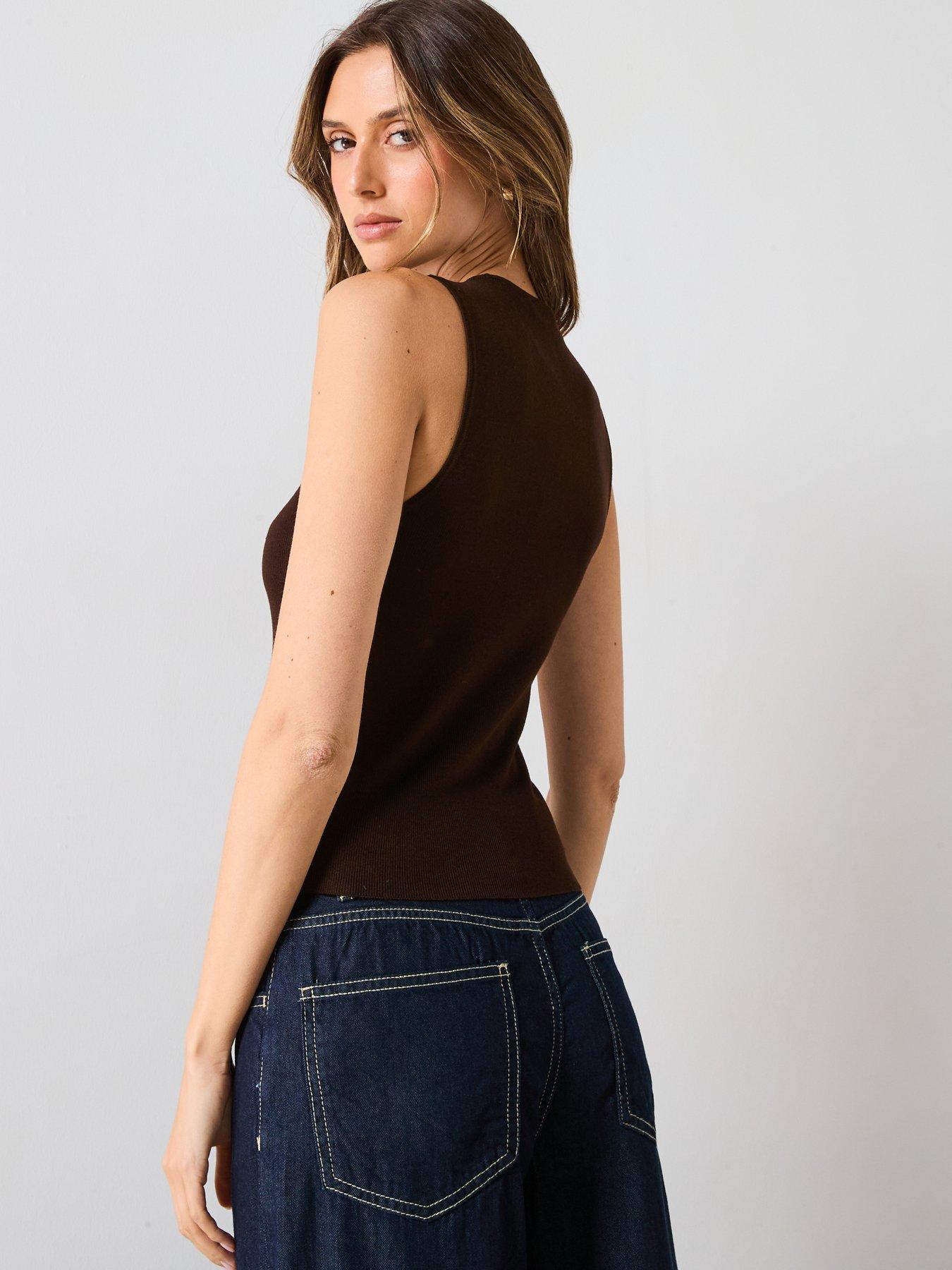 mango-fine-knit-top-brownstillFront